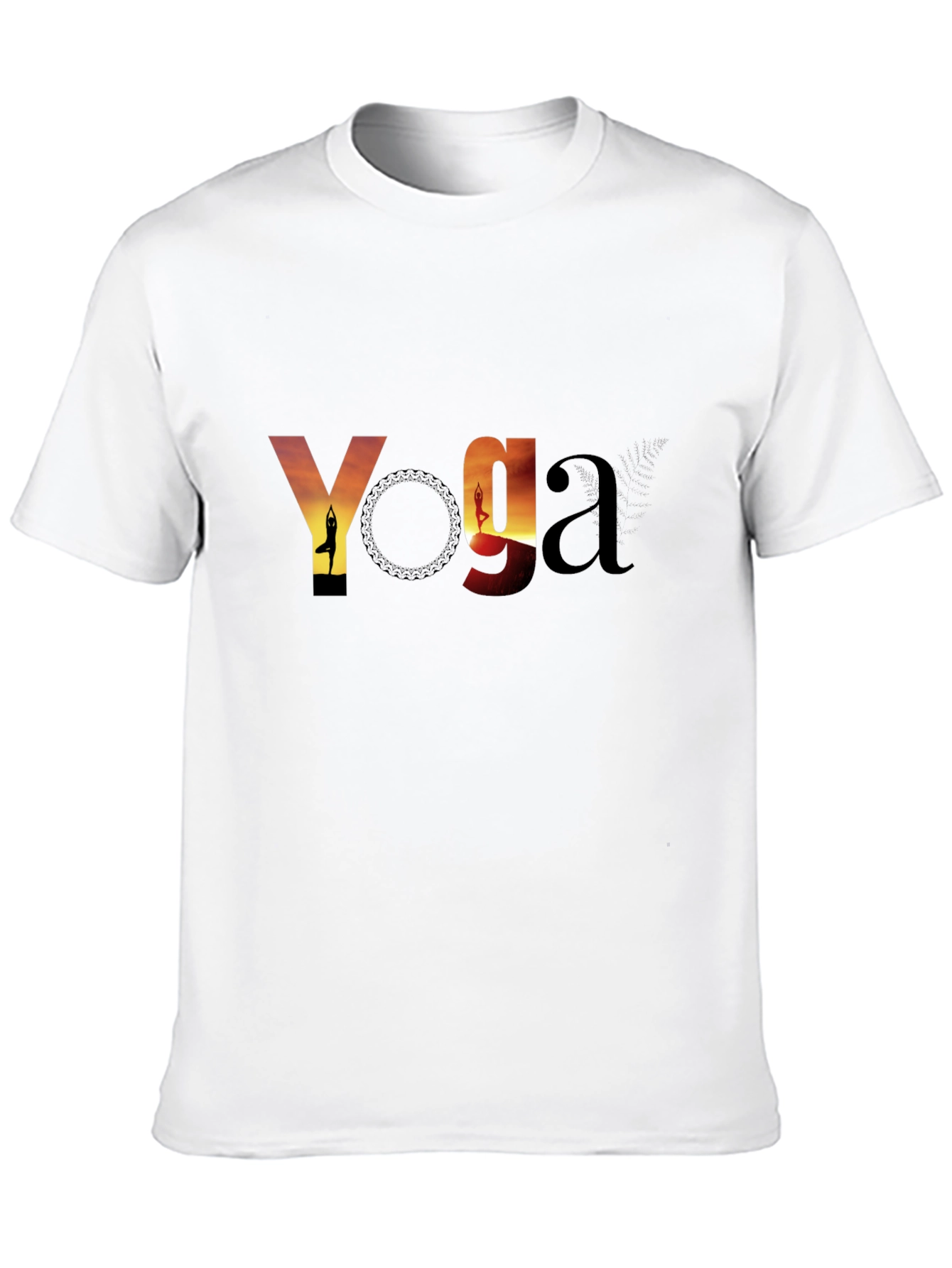 Black Yoga Sunset Graphic Tee - Black Cotton T-Shirt view 10