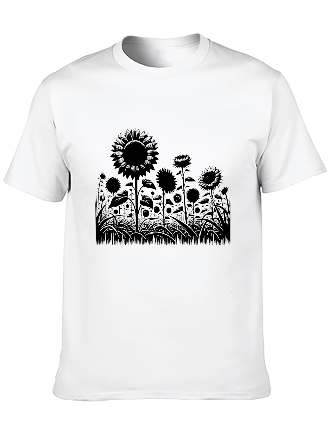 Black Sunflower Silhouette Black T-Shirt view 10
