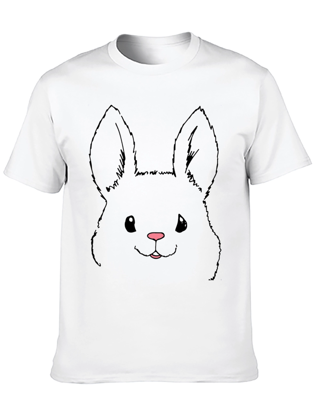 Black Cute Bunny Graphic Tee - Black Cotton Blend view 10