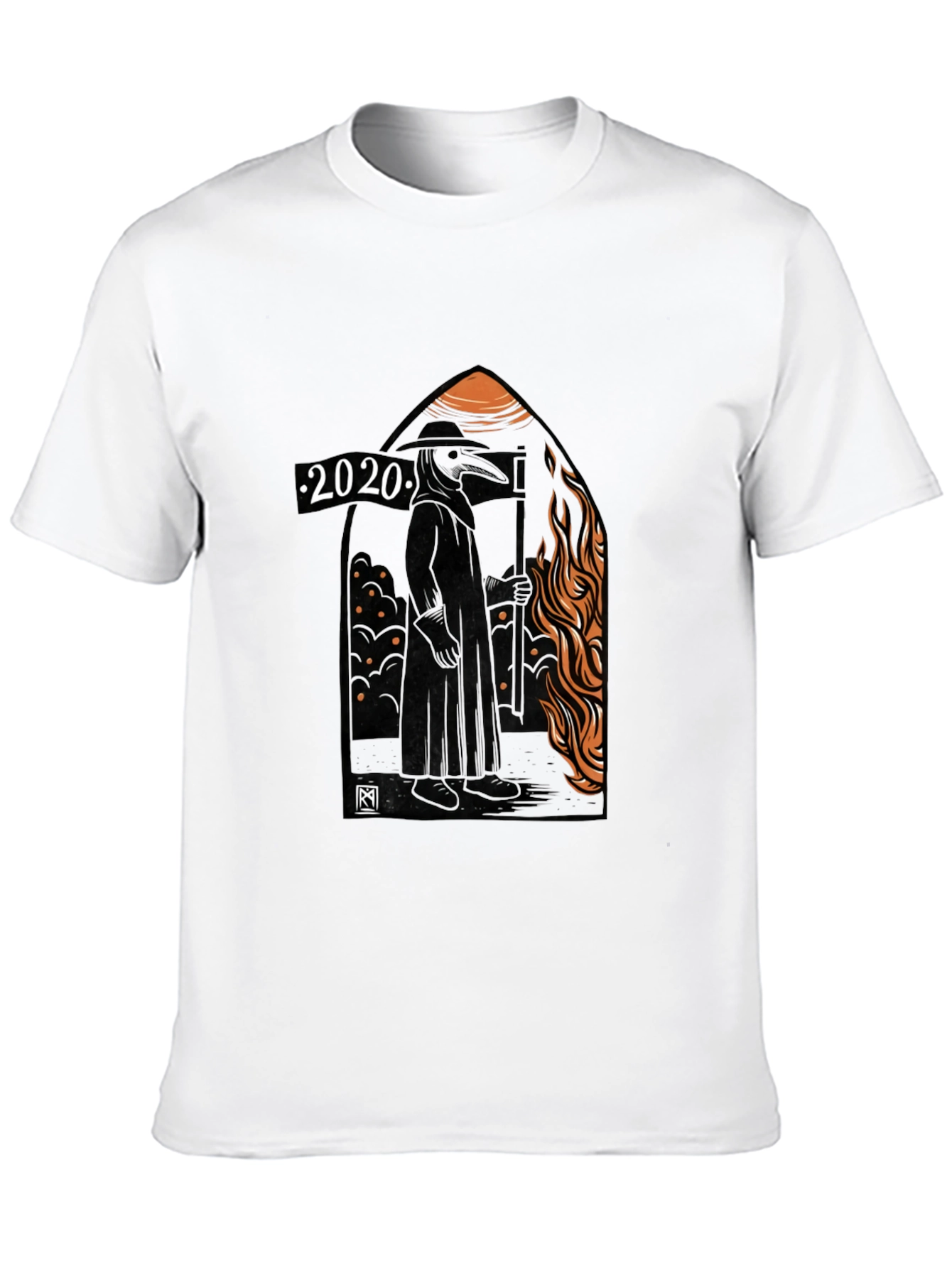 Black 2020 Plague Doctor Graphic Tee - Black Cotton T-Shirt view 10