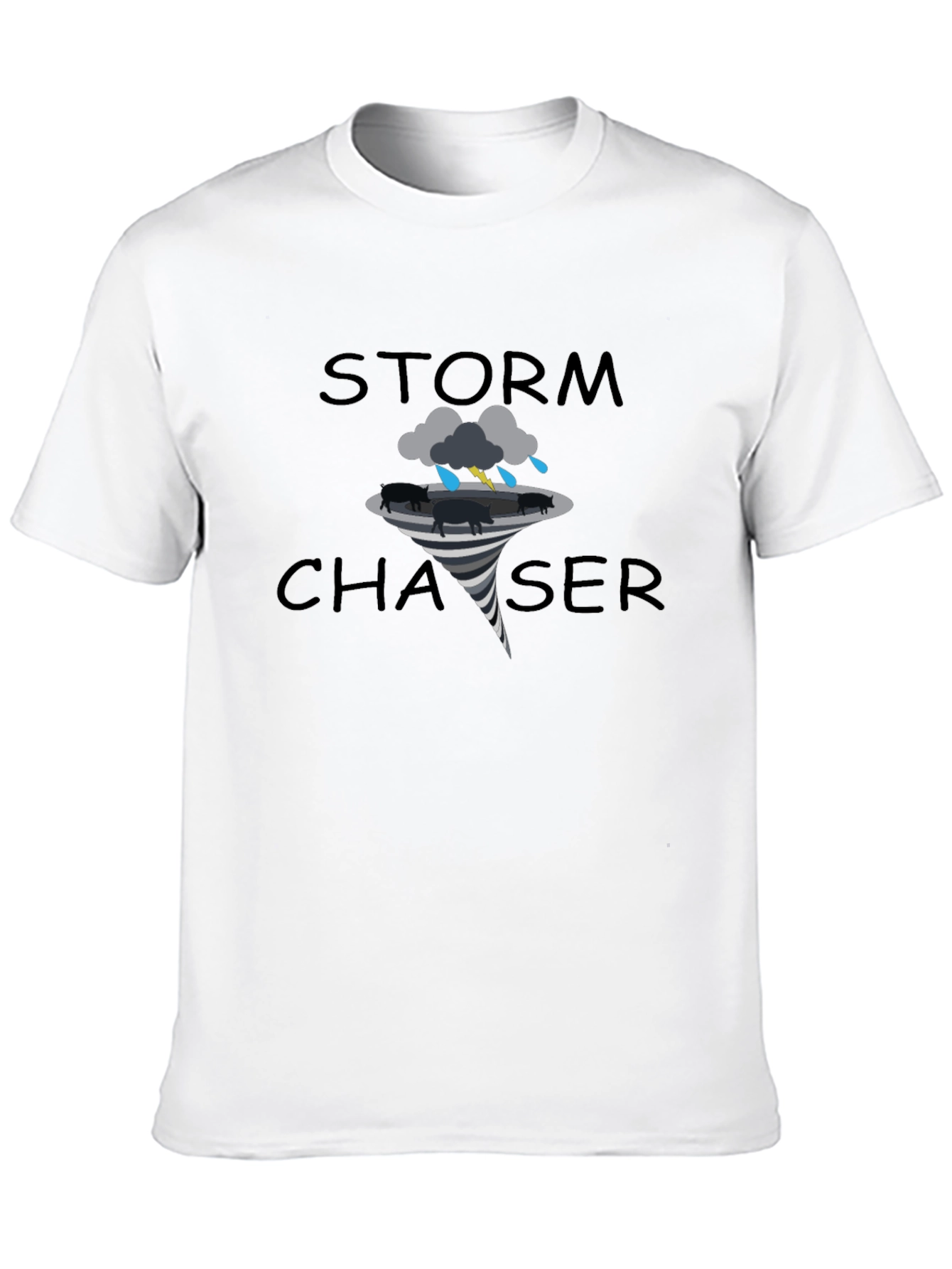 Black Storm Chaser Graphic T-Shirt - Tornado Pig Design view 10