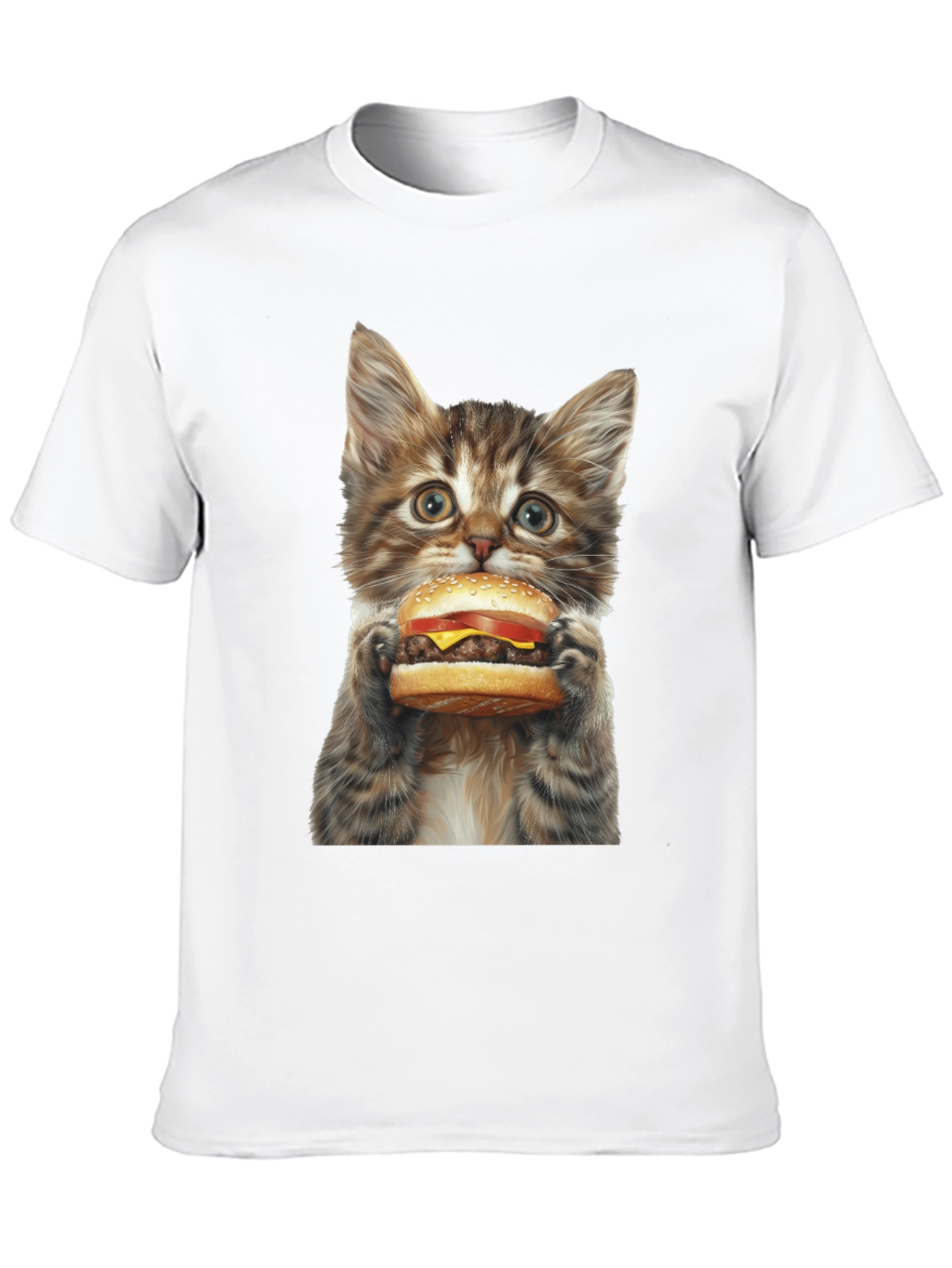 Black Cat Burger T-Shirt - Funny Kitten Graphic Tee view 10