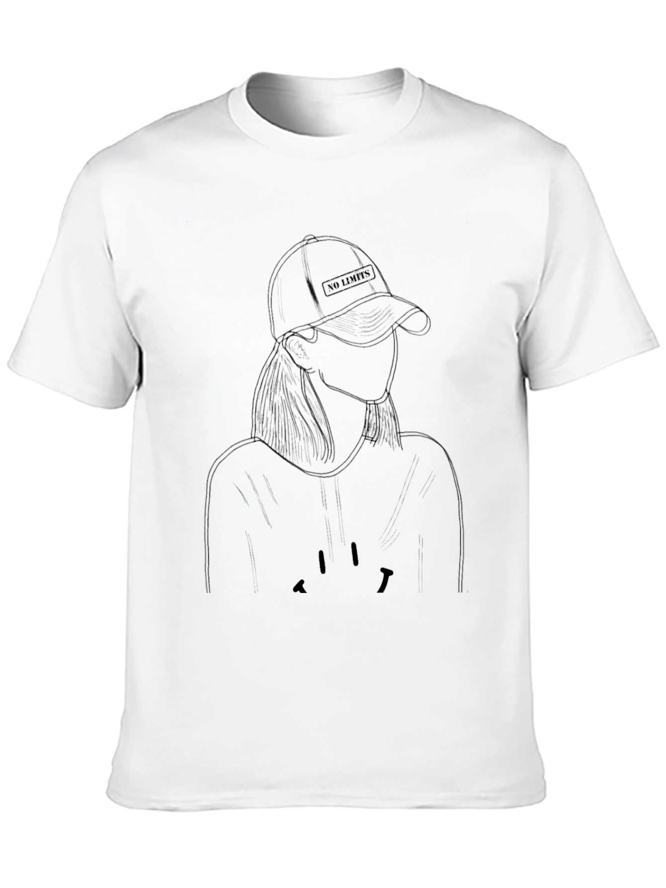 Black Stylish Graphic Print Tee - Minimalist Line Art Design view 10