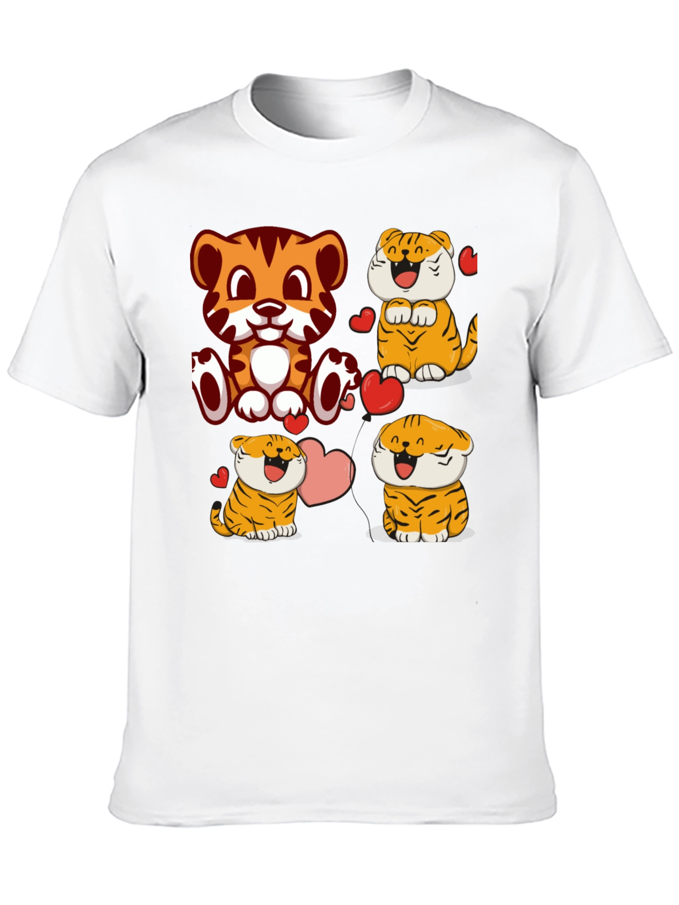 Black Cute Cartoon Tiger Graphic Tee - Black view 10
