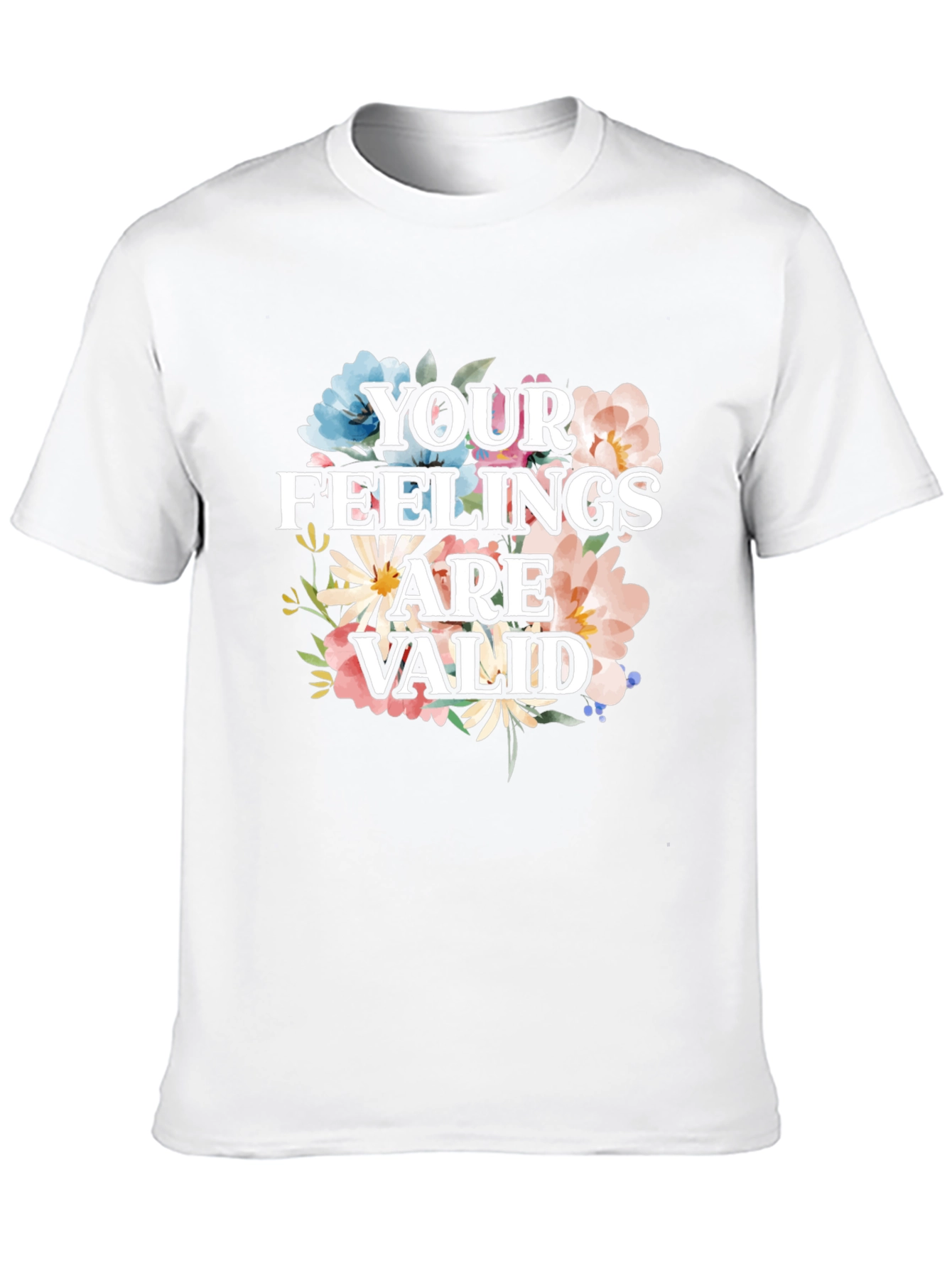 Black Floral "Your Feelings Are Valid" Graphic Tee view 10
