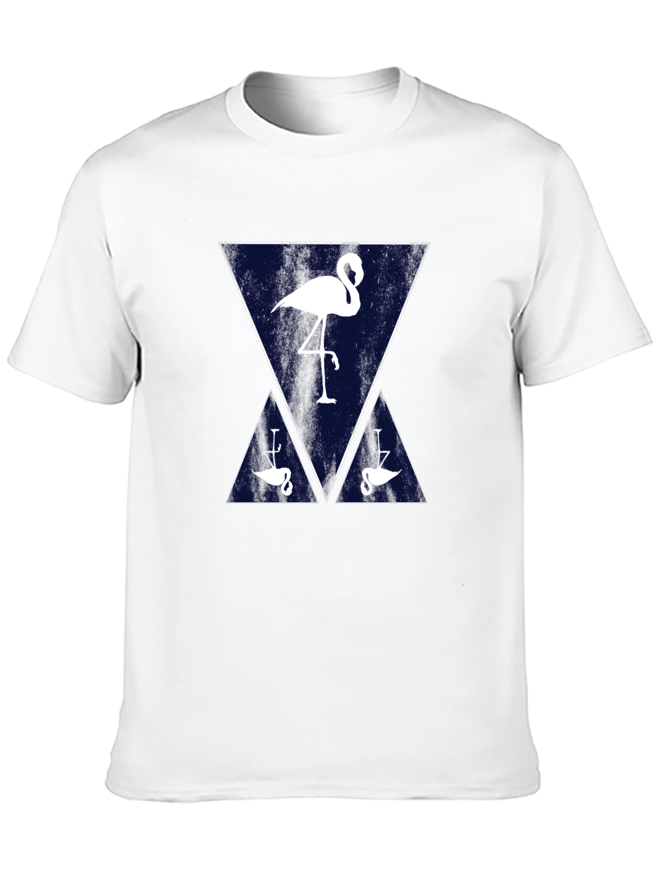 Black Flamingo Triangle Graphic Tee - Casual Black T-Shirt view 10