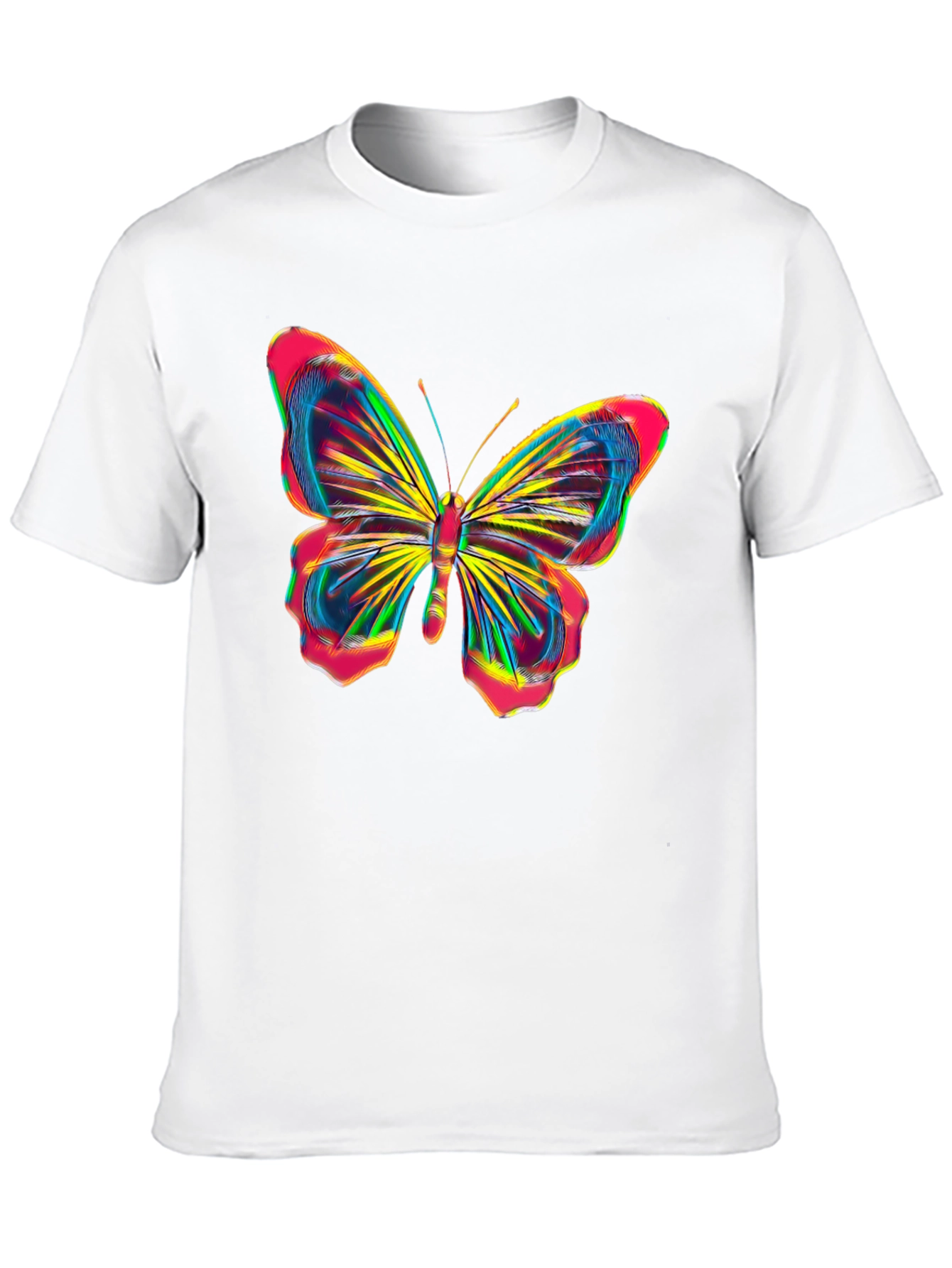 Black Vibrant Butterfly Graphic Tee - Bold Black Cotton Shirt view 10