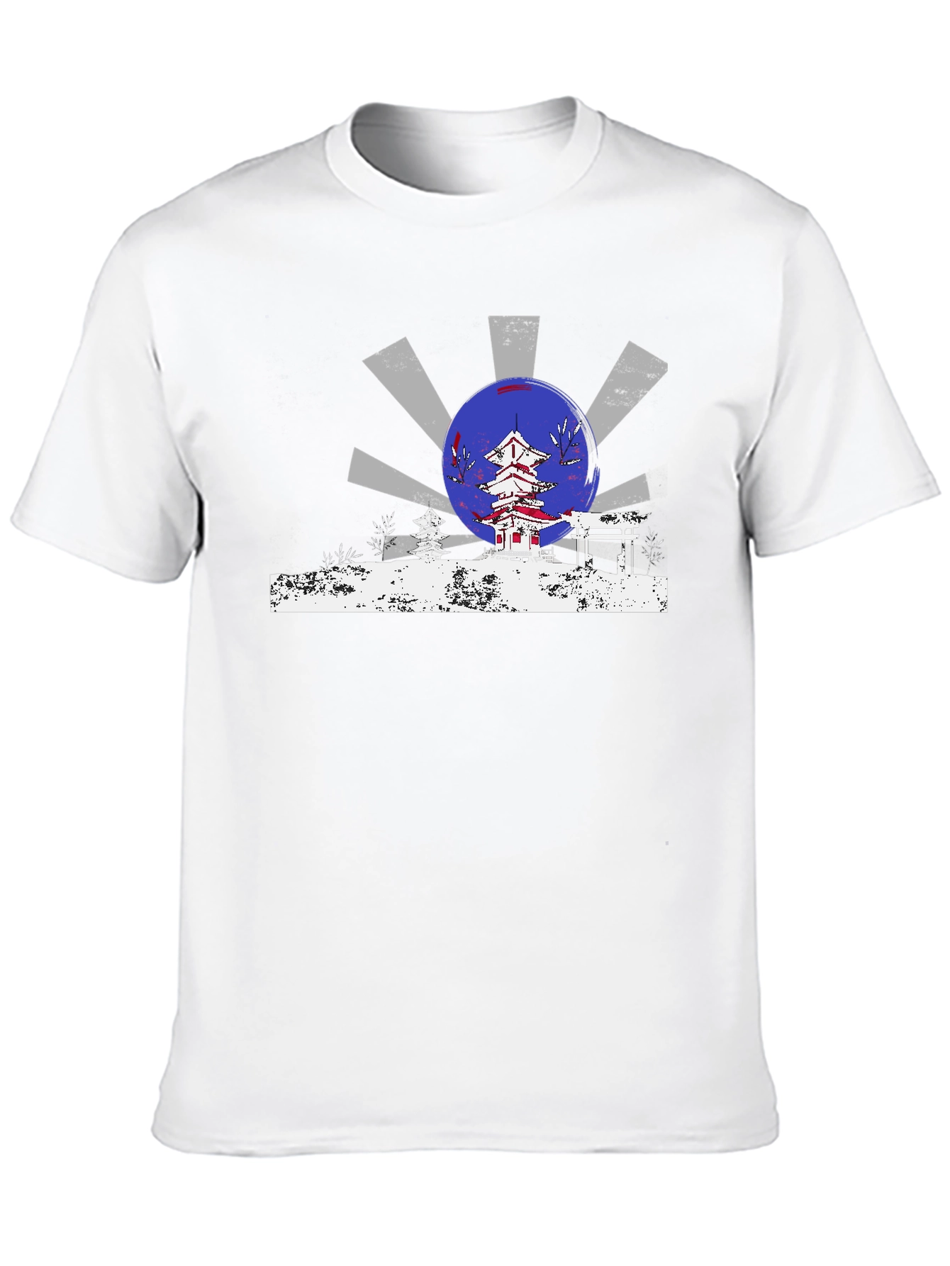 Black Japanese Temple Design T-Shirt view 10