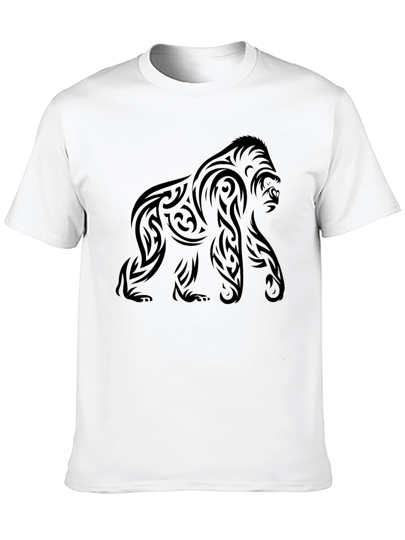 Black Tribal Gorilla Graphic Tee - Cool Black Shirt view 10