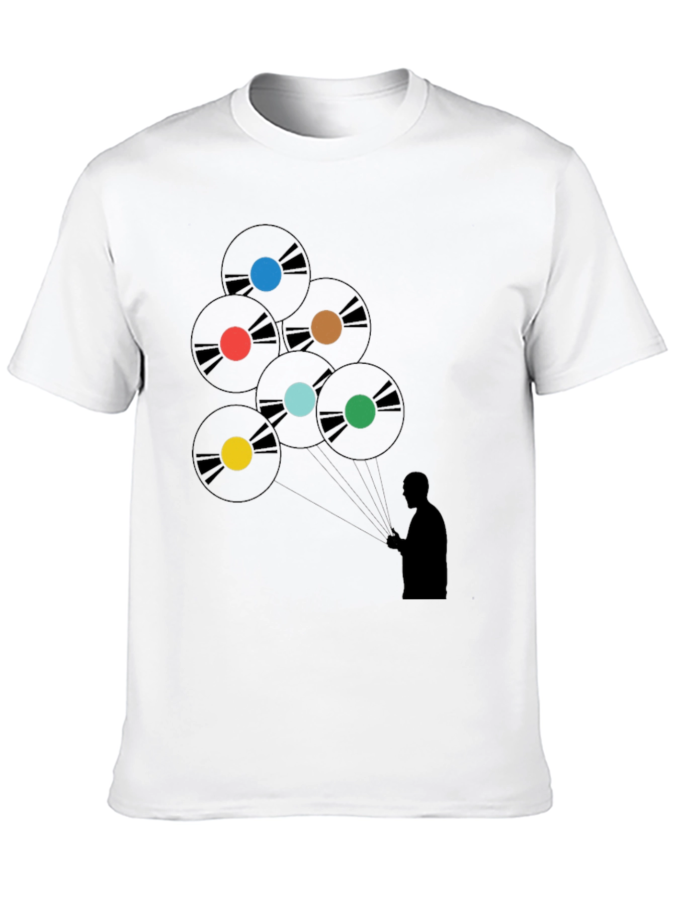 Black Vinyl Record Balloon Graphic Tee - Stylish Music Lover Shirt view 10