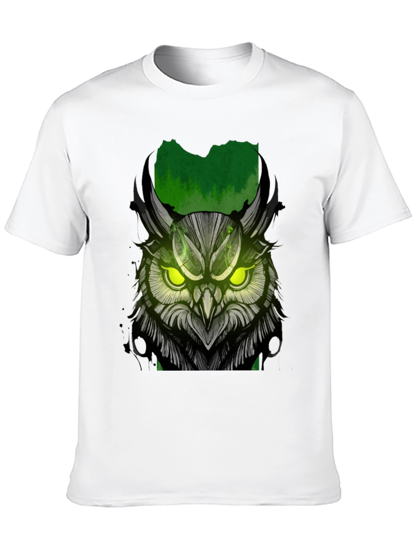 Black Owl Graphic Print T-Shirt - Black view 10