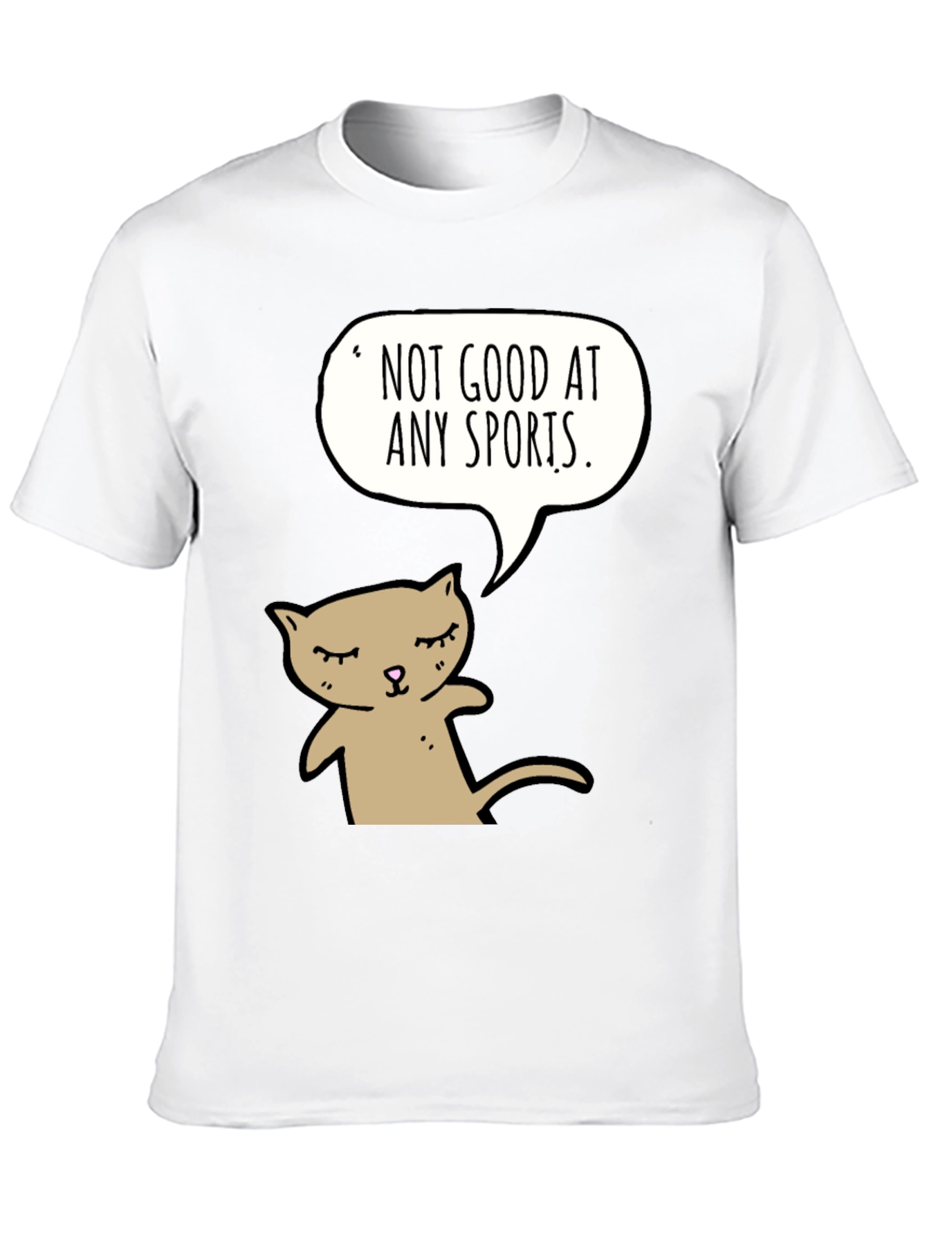 Black Funny Cat T-Shirt - "Not Good at Any Sports" view 10