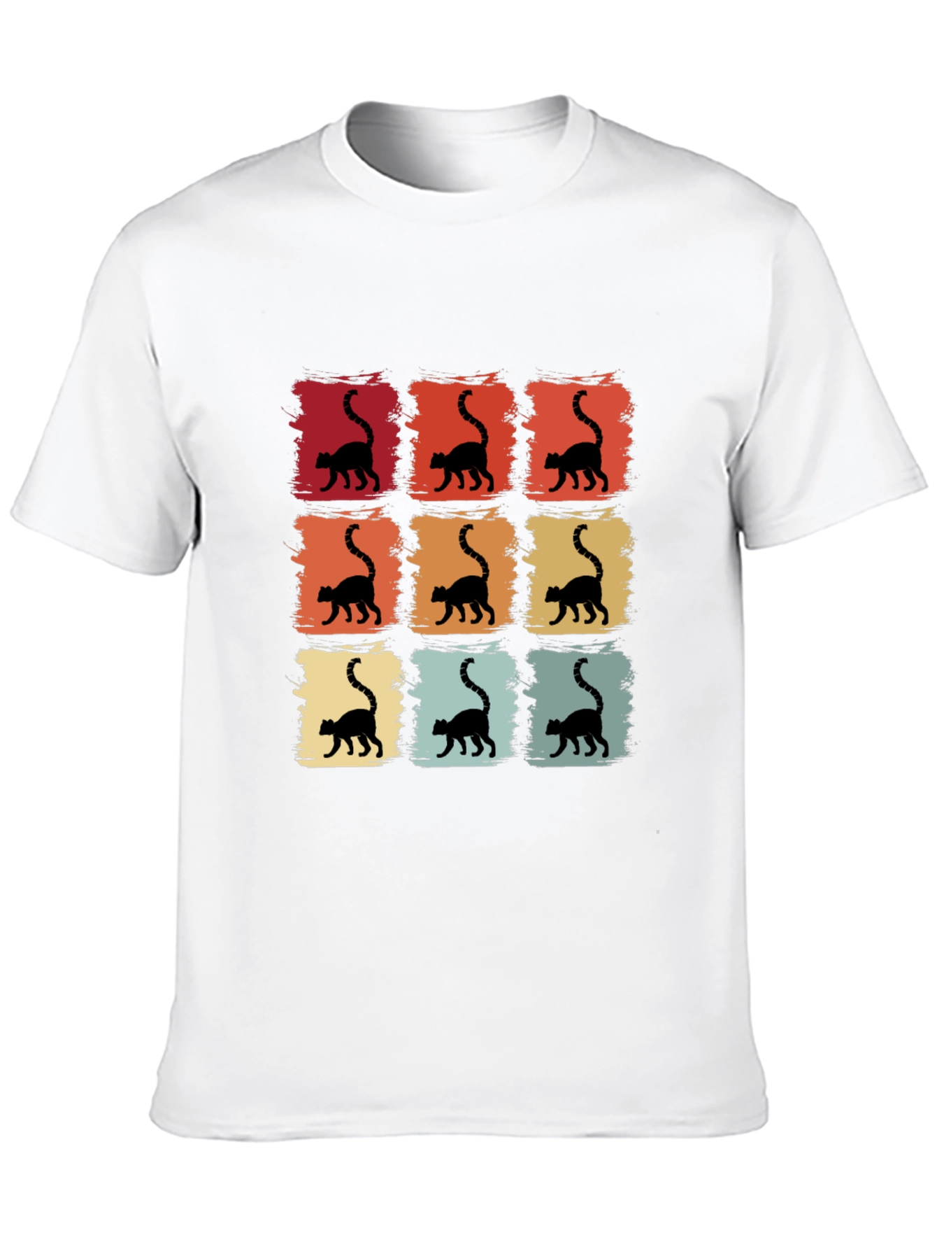 Black Retro Cat Silhouette T-Shirt view 10
