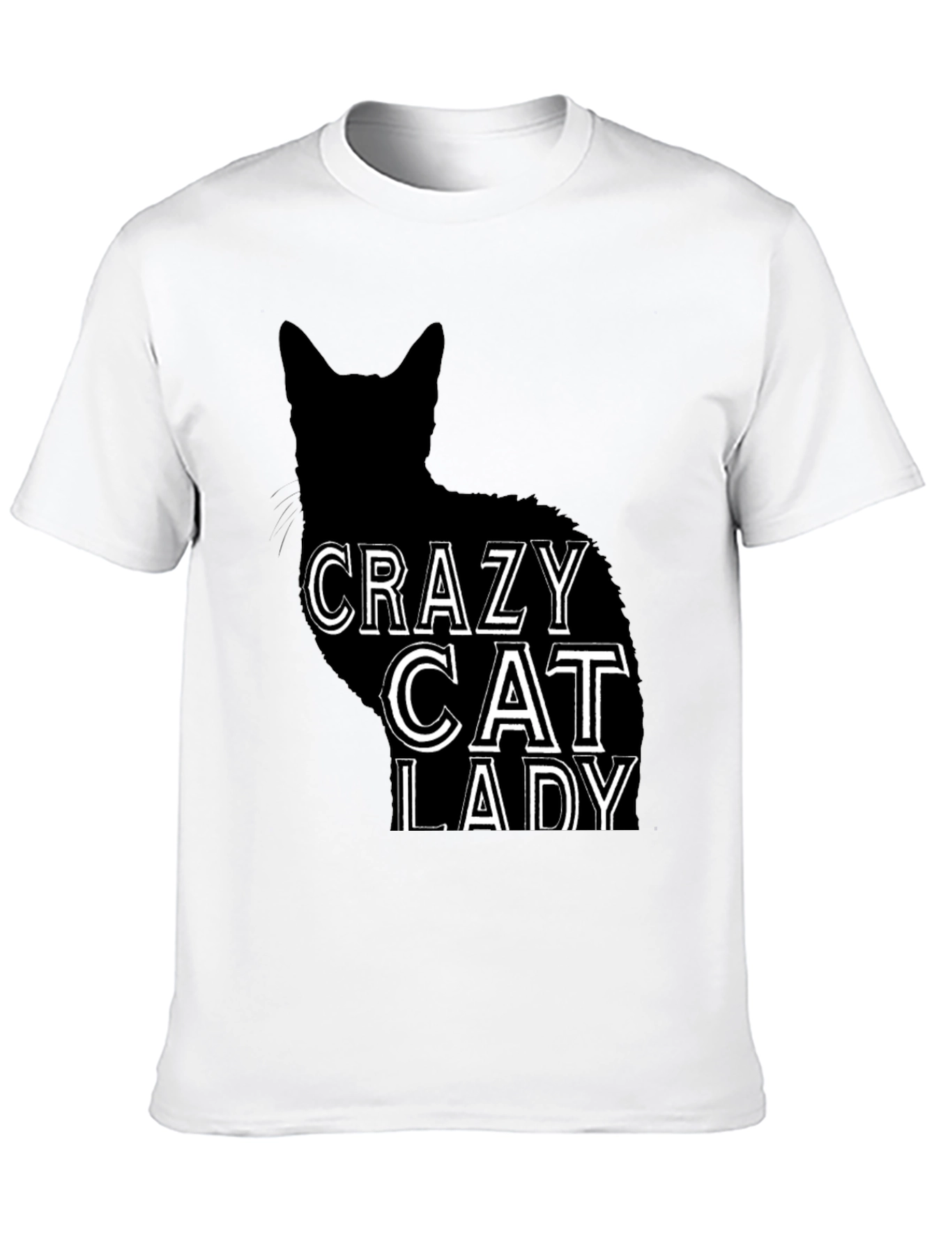 Black Crazy Cat Lady T-Shirt - Black Cat Silhouette Tee view 10