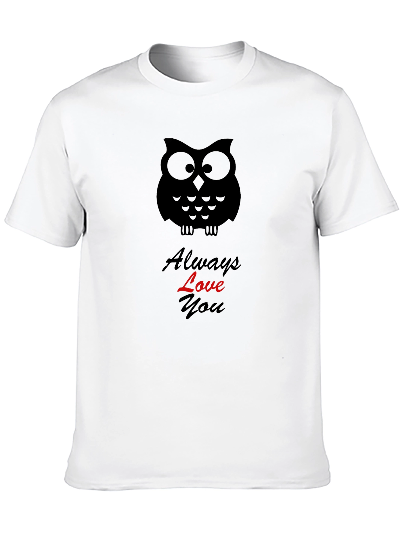 Black Always Love You Owl Graphic Tee - Black Cotton Shirt view 10