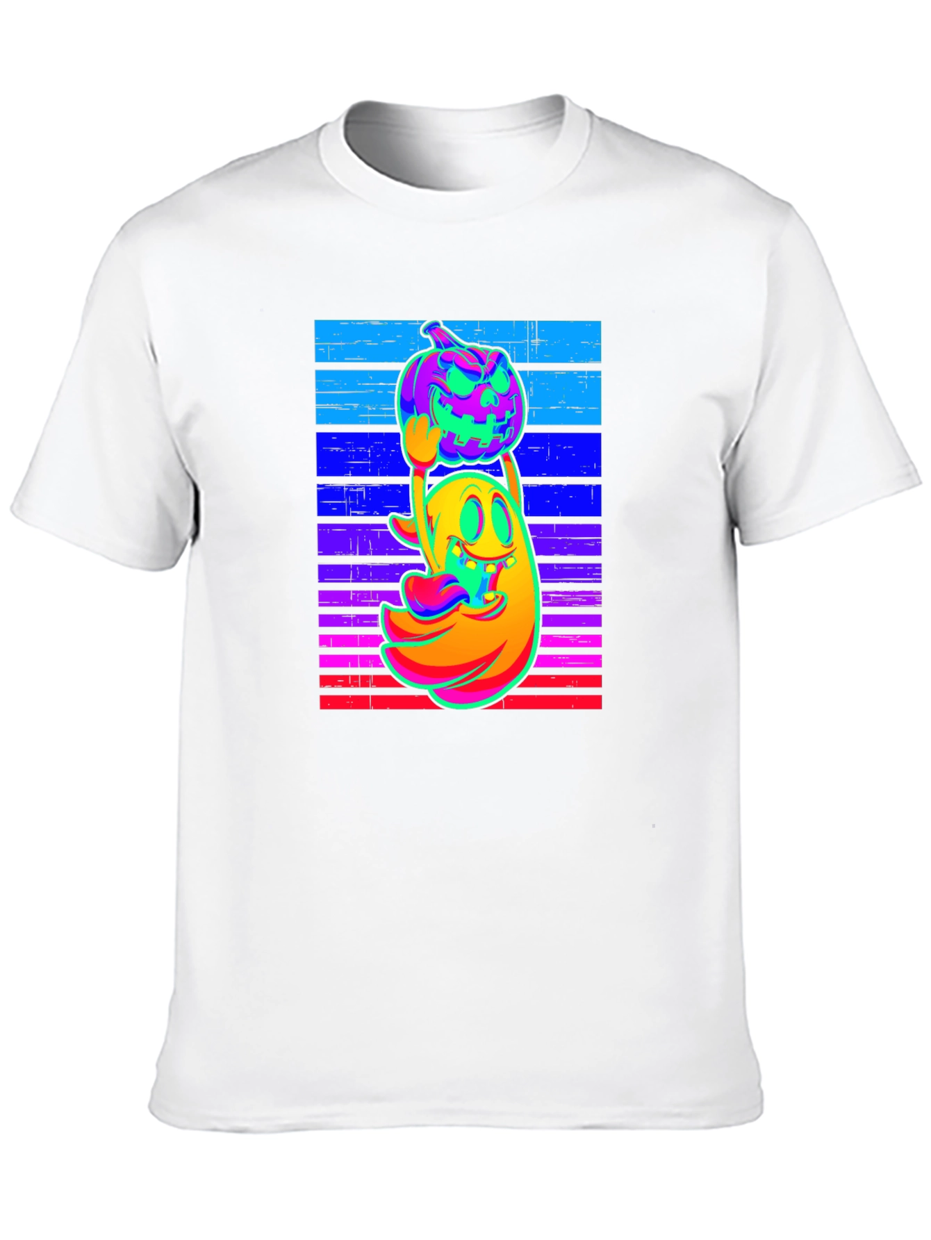 Black Neon Ghost & Pumpkin Graphic Tee view 10