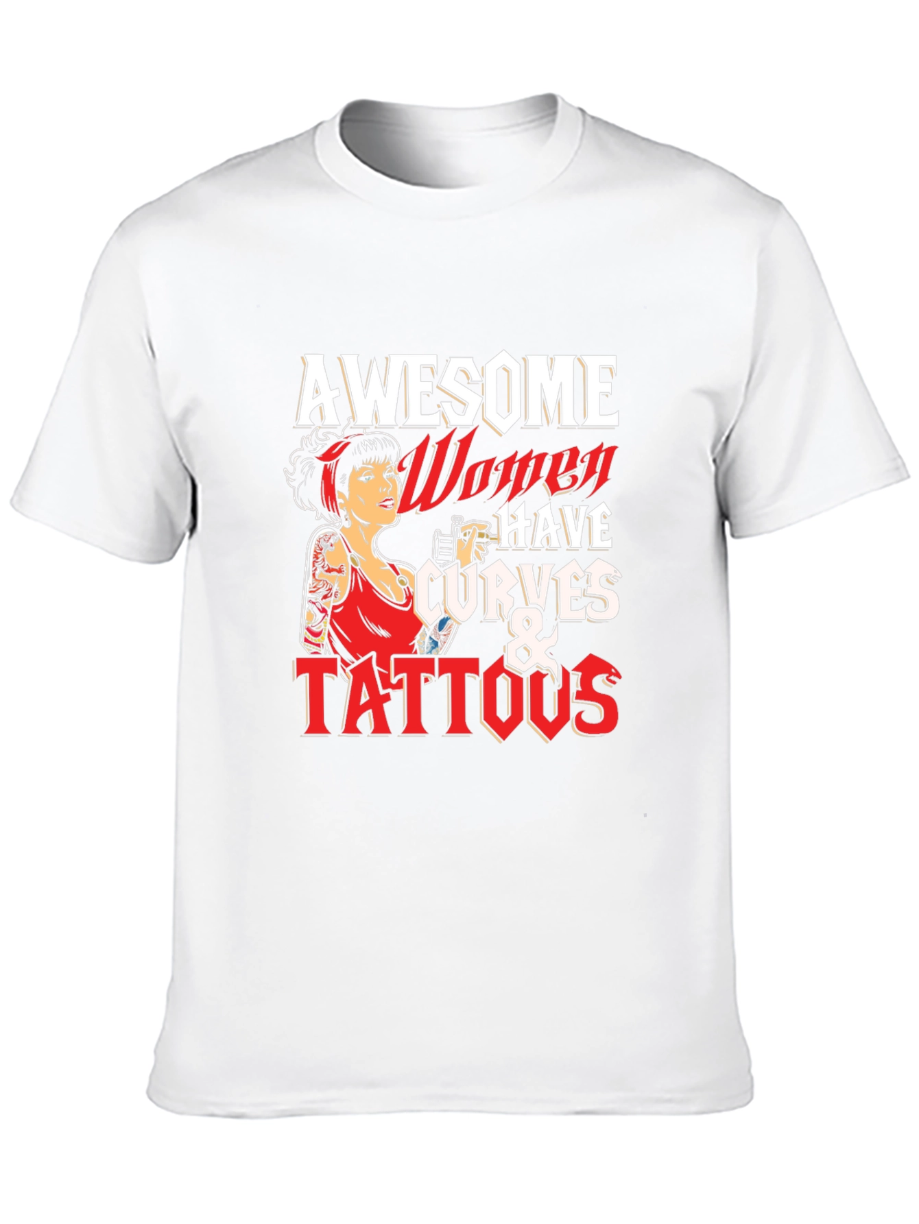 Black Awesome Women Curves & Tattoos T-Shirt view 10
