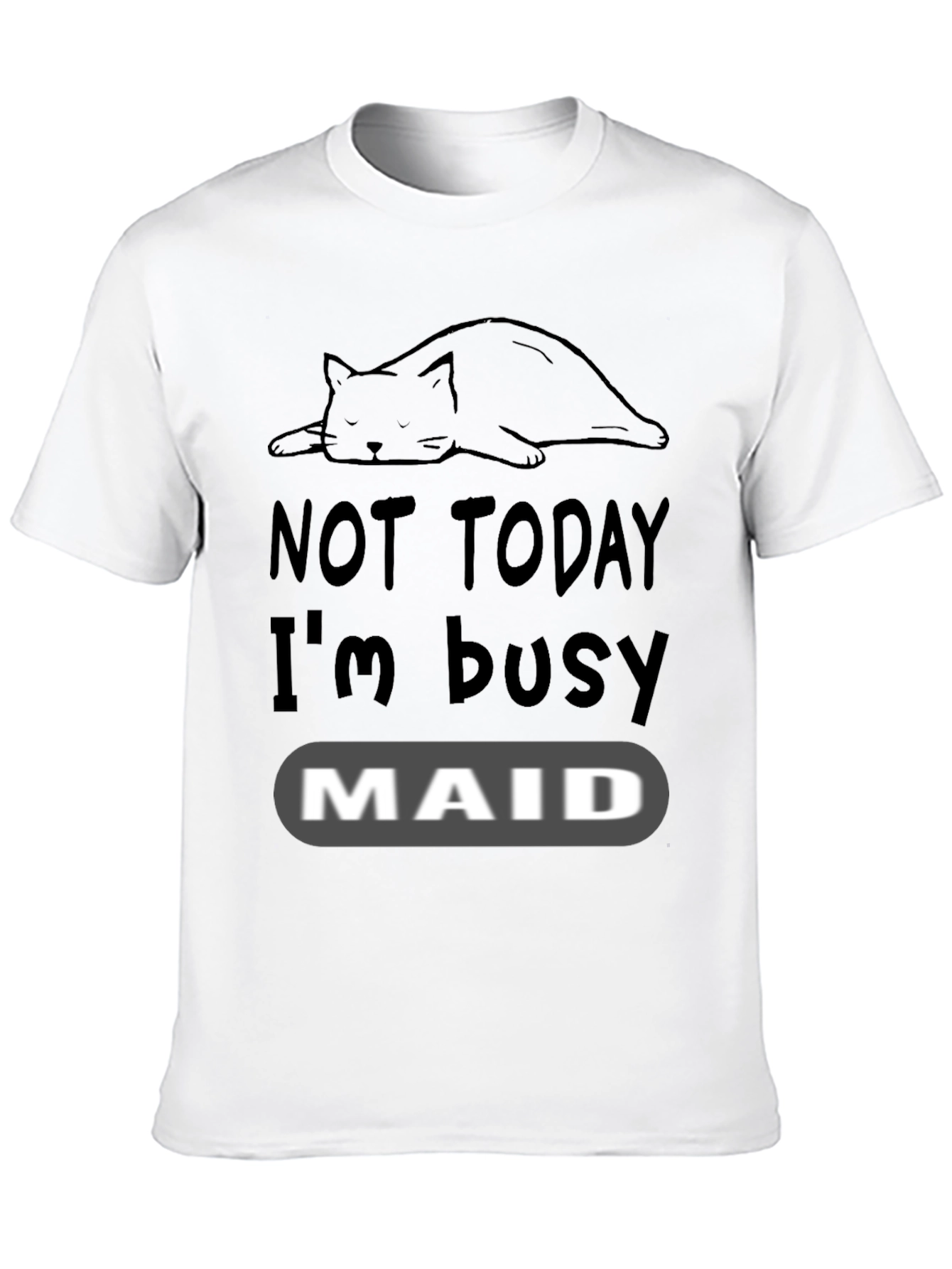 Black Not Today I'm Busy Cat Maid T-Shirt view 10