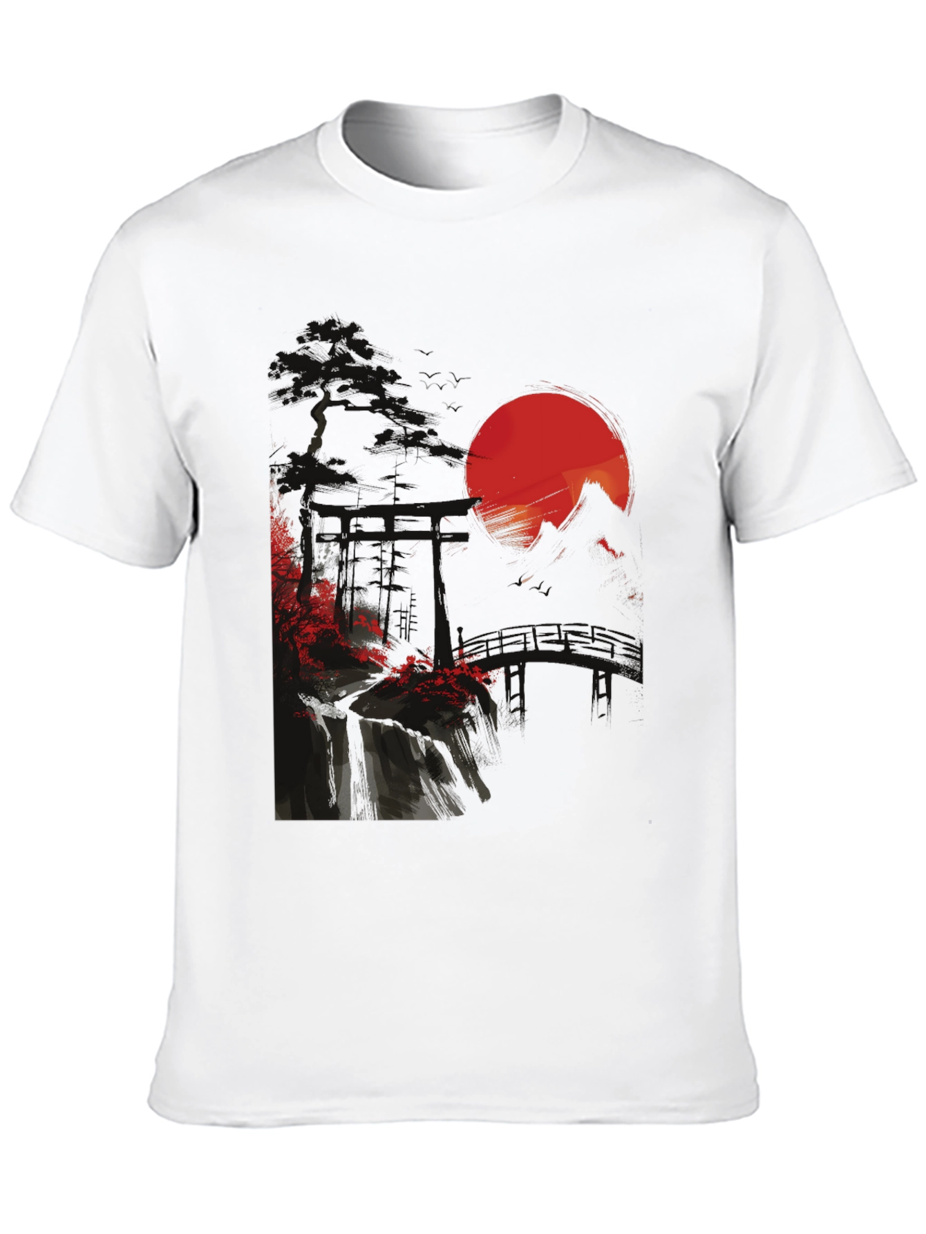 Black Japanese Sunset Graphic Tee view 10