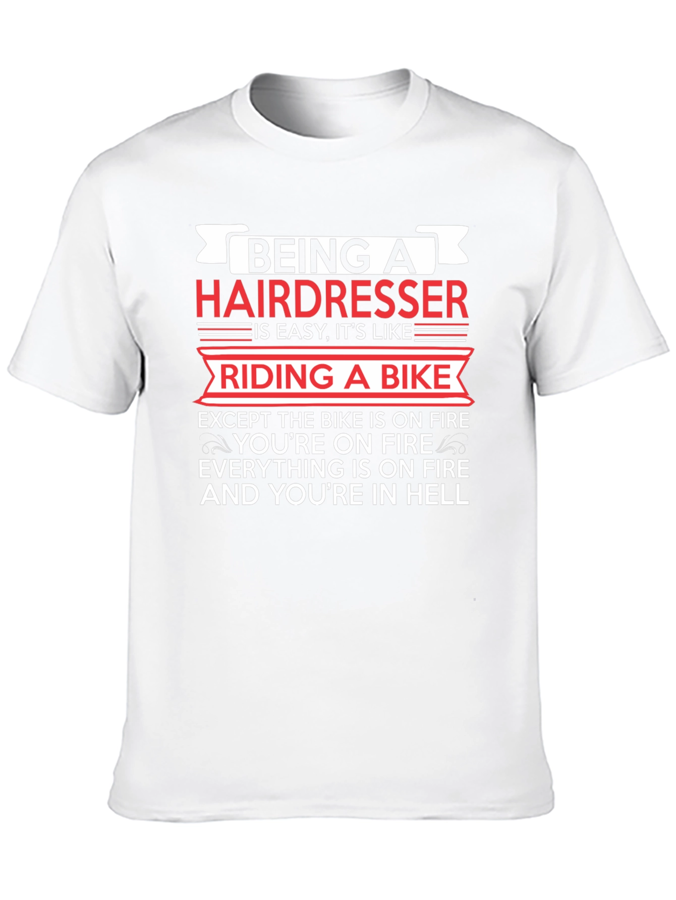 Black Funny Hairdresser T-Shirt: Riding a Bike in Hell! view 10