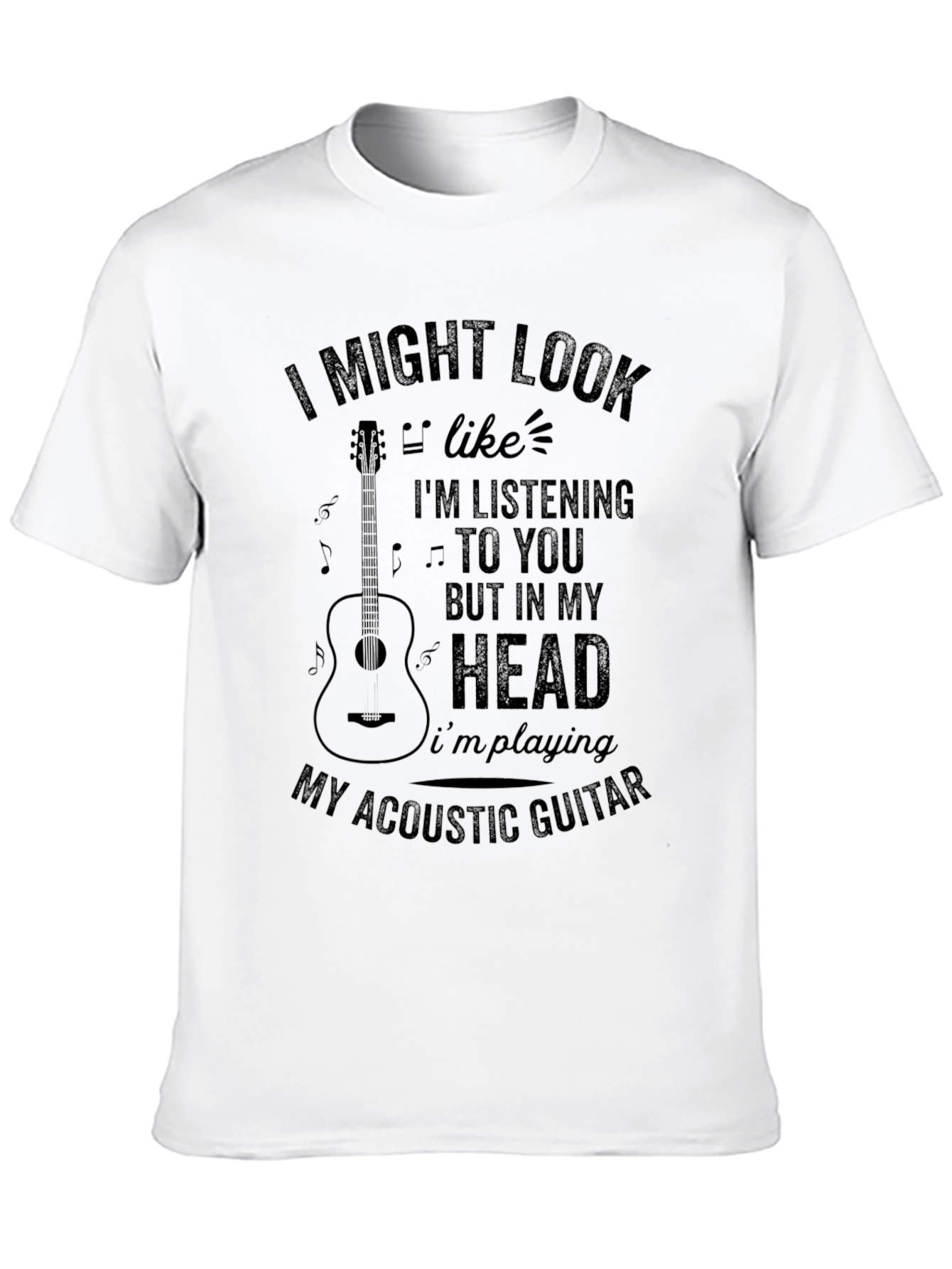 Black Acoustic Guitar T-Shirt - Musician Novelty Tee view 10