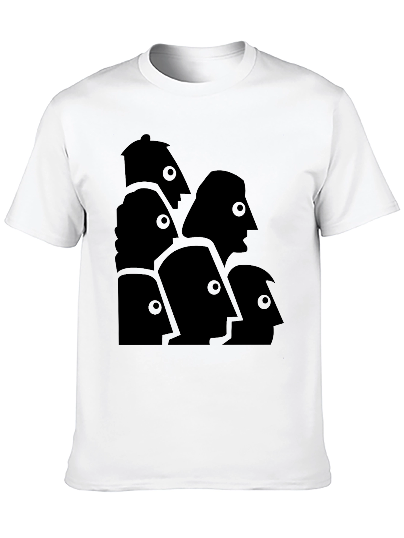 Black Abstract Faces Graphic Tee - Modern Art T-Shirt view 10