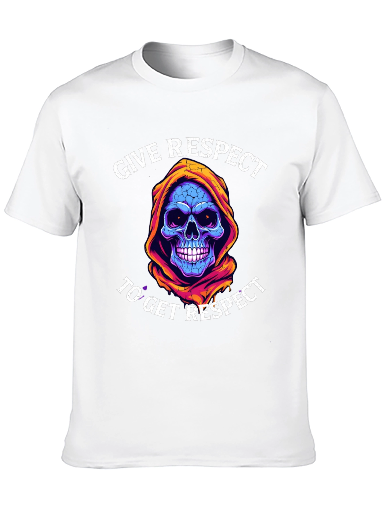 Black Give Respect T-Shirt: Skull Reaper Design view 10