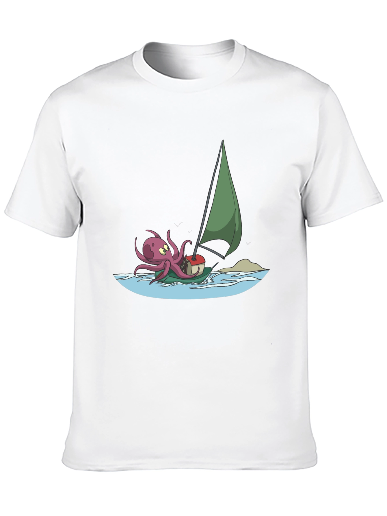Black Octopus Sailing T-Shirt - Cartoon Design view 10