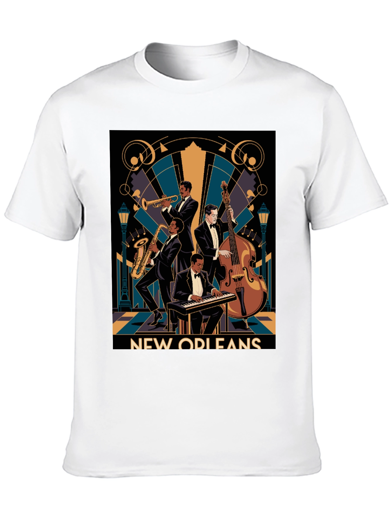Black New Orleans Jazz Band T-Shirt - Vintage Style view 10