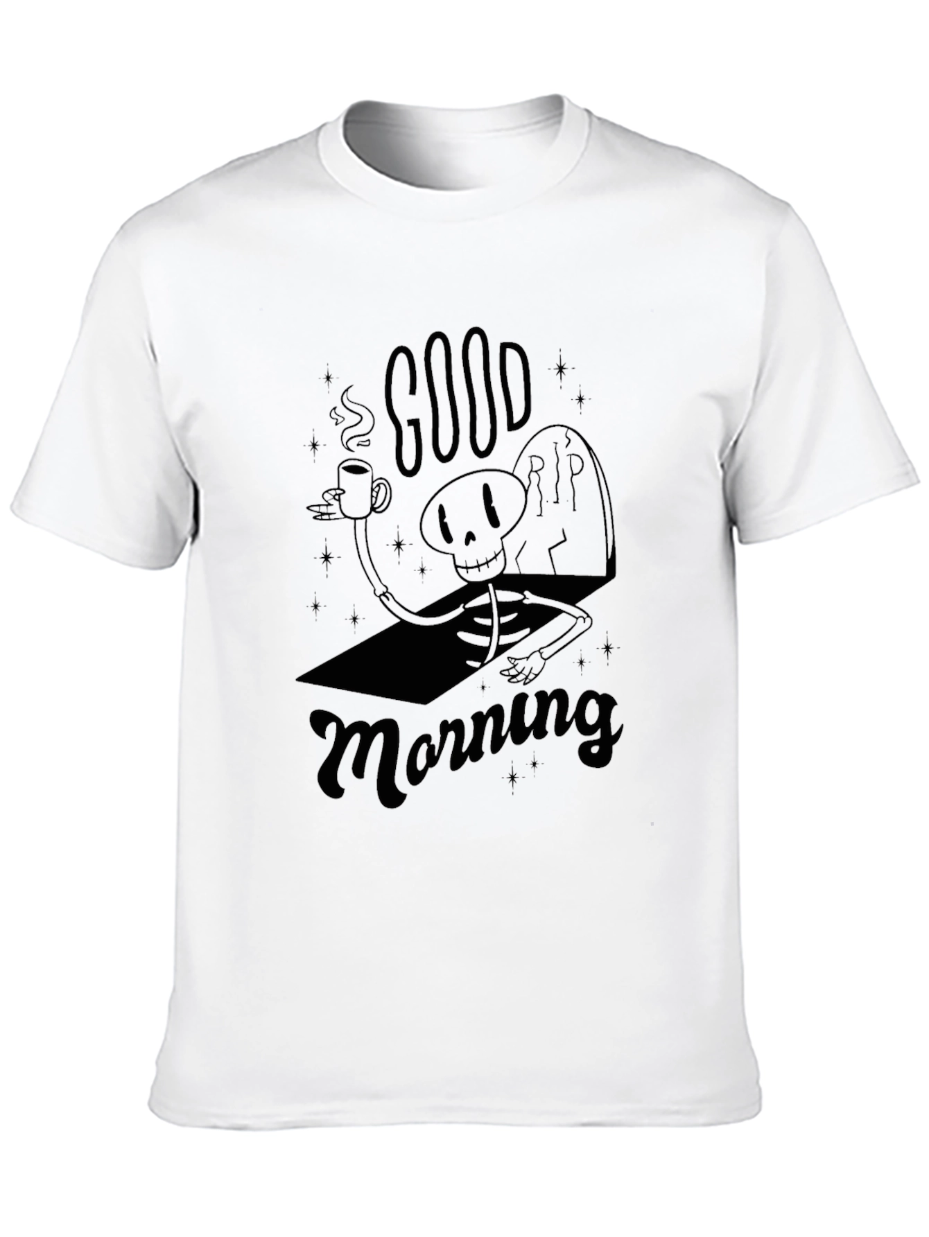 Black Good Morning Skeleton Graphic Tee view 10
