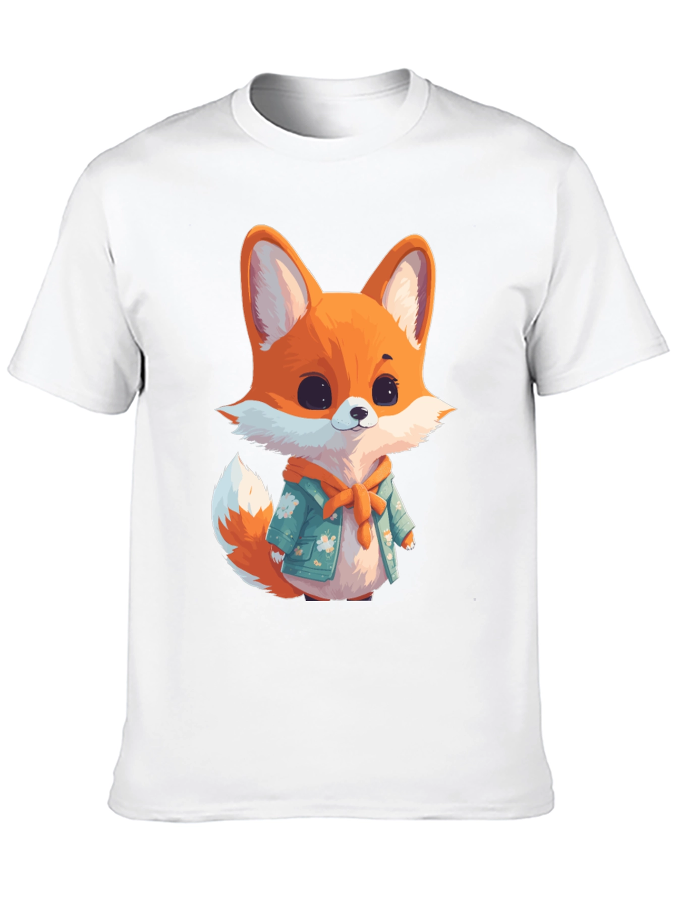 Black Cute Fox Graphic Black T-Shirt view 10
