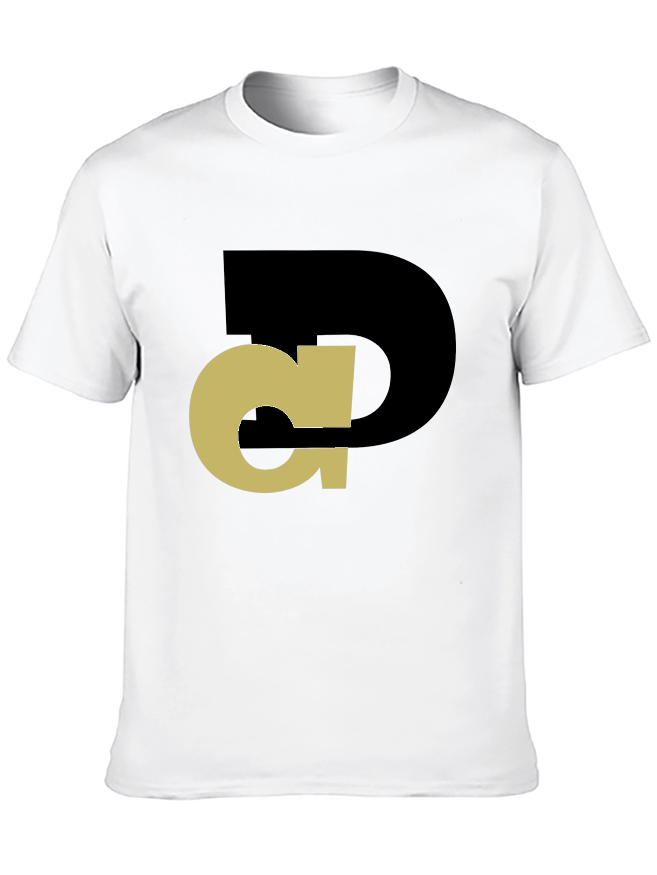Black Abstract Initial T-Shirt - Black Tee with Gold Design view 10