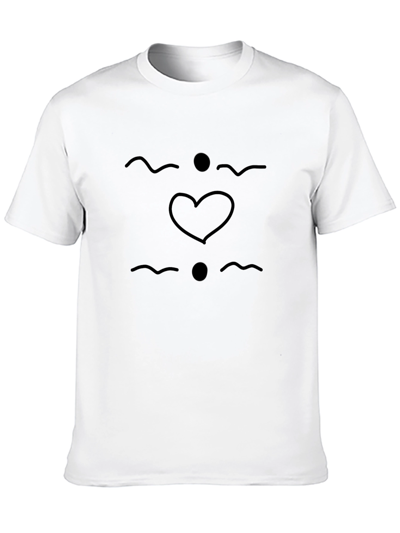 Black Minimalist Heart Graphic T-Shirt - Casual Black Tee view 10