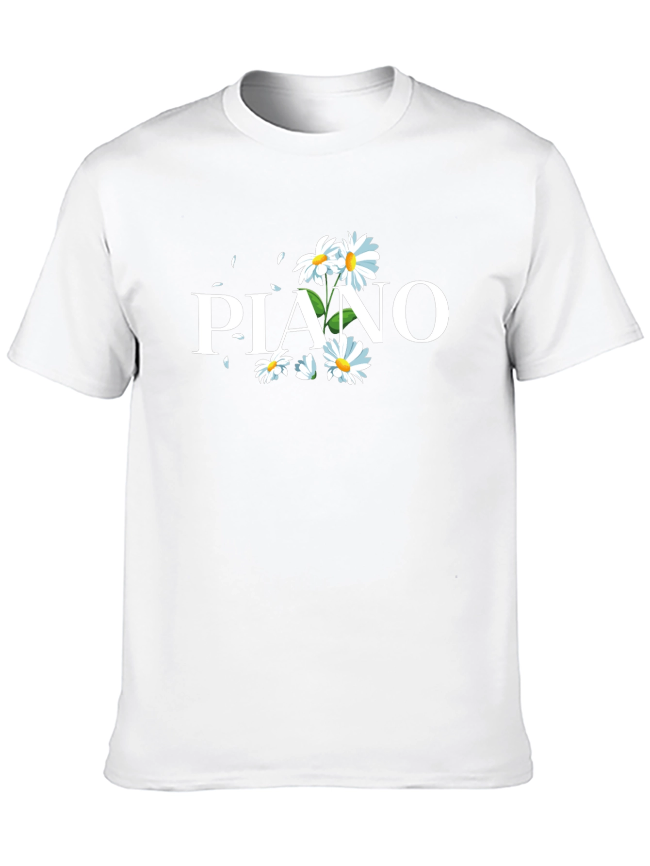Black Floral Piano T-Shirt - Black Cotton Tee view 10
