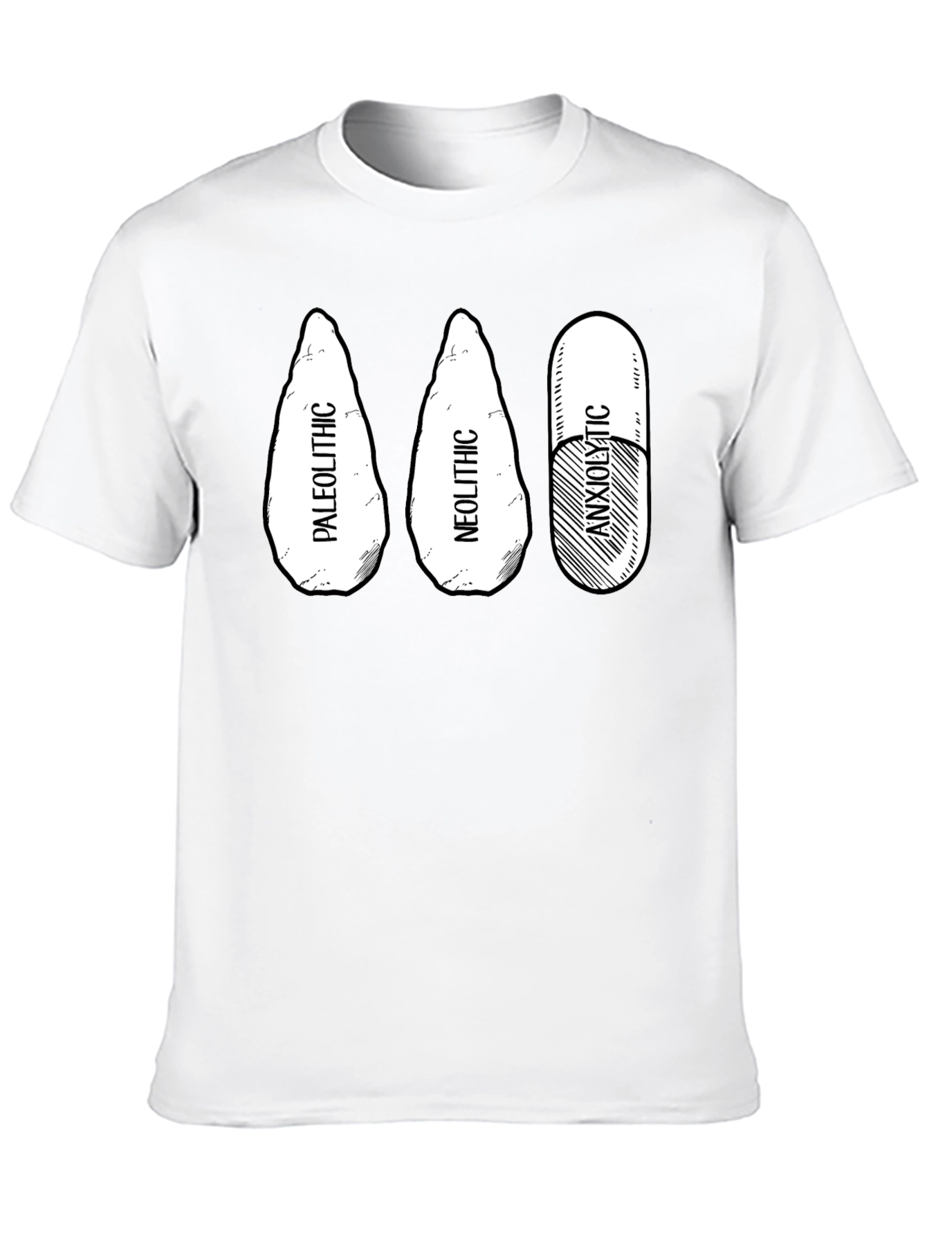 Black Paleolithic Neolithic Anxiolytic Black T-Shirt view 10