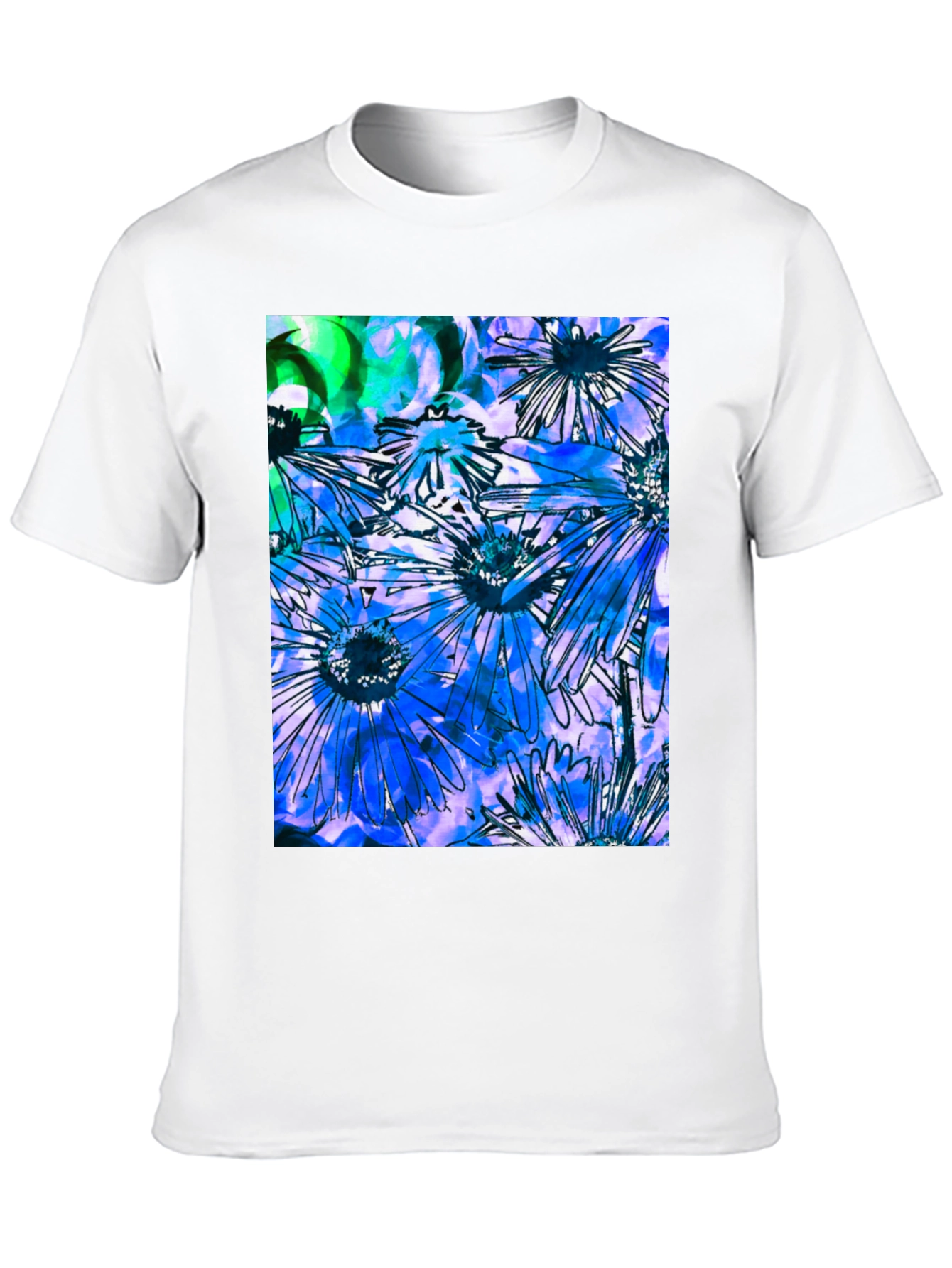 Black Floral Burst Graphic Tee - Black Cotton Blend view 10