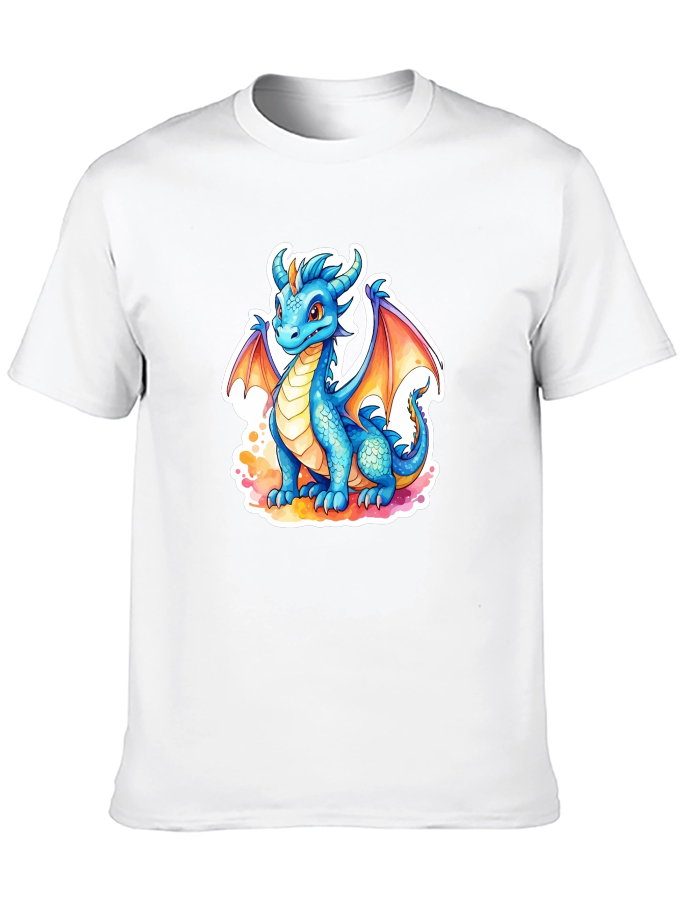 Black Cute Blue Dragon Graphic Tee - Fantasy T-Shirt view 10