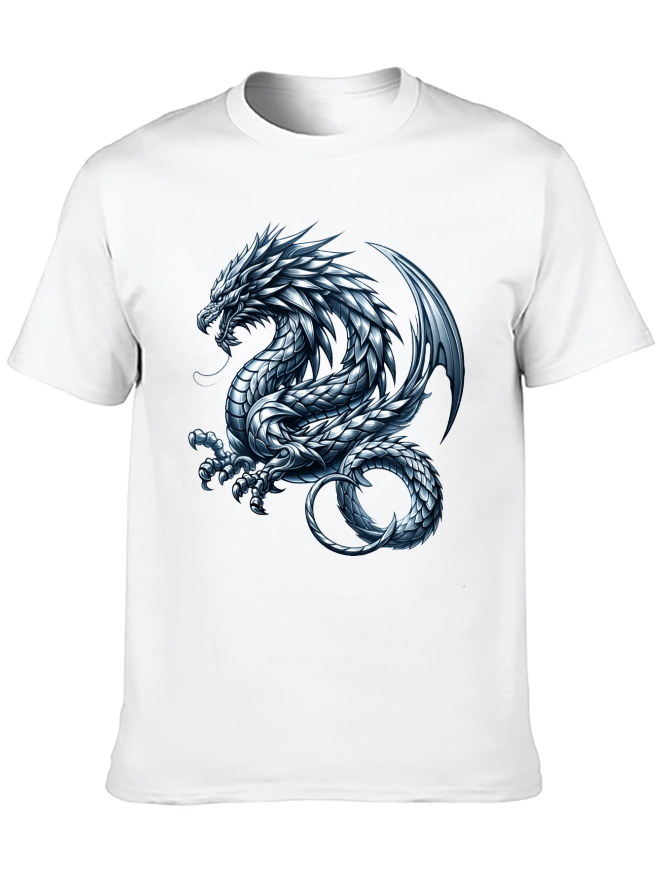 Black Black T-Shirt with Silver Dragon Graphic view 10