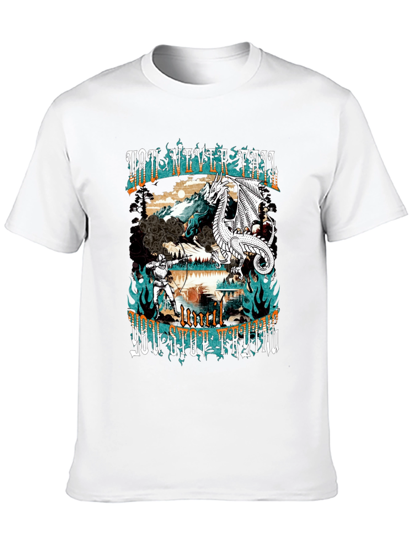 Black Dragon and Knight Graphic Tee - Never Fail view 10