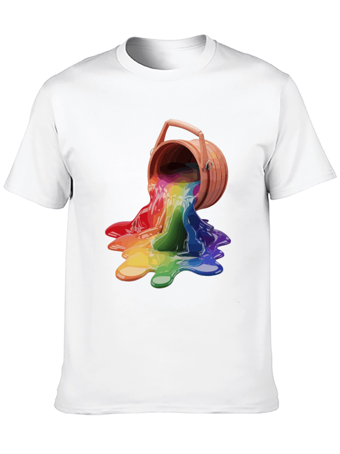 Black Rainbow Paint Bucket Graphic Tee - Casual Cool view 10