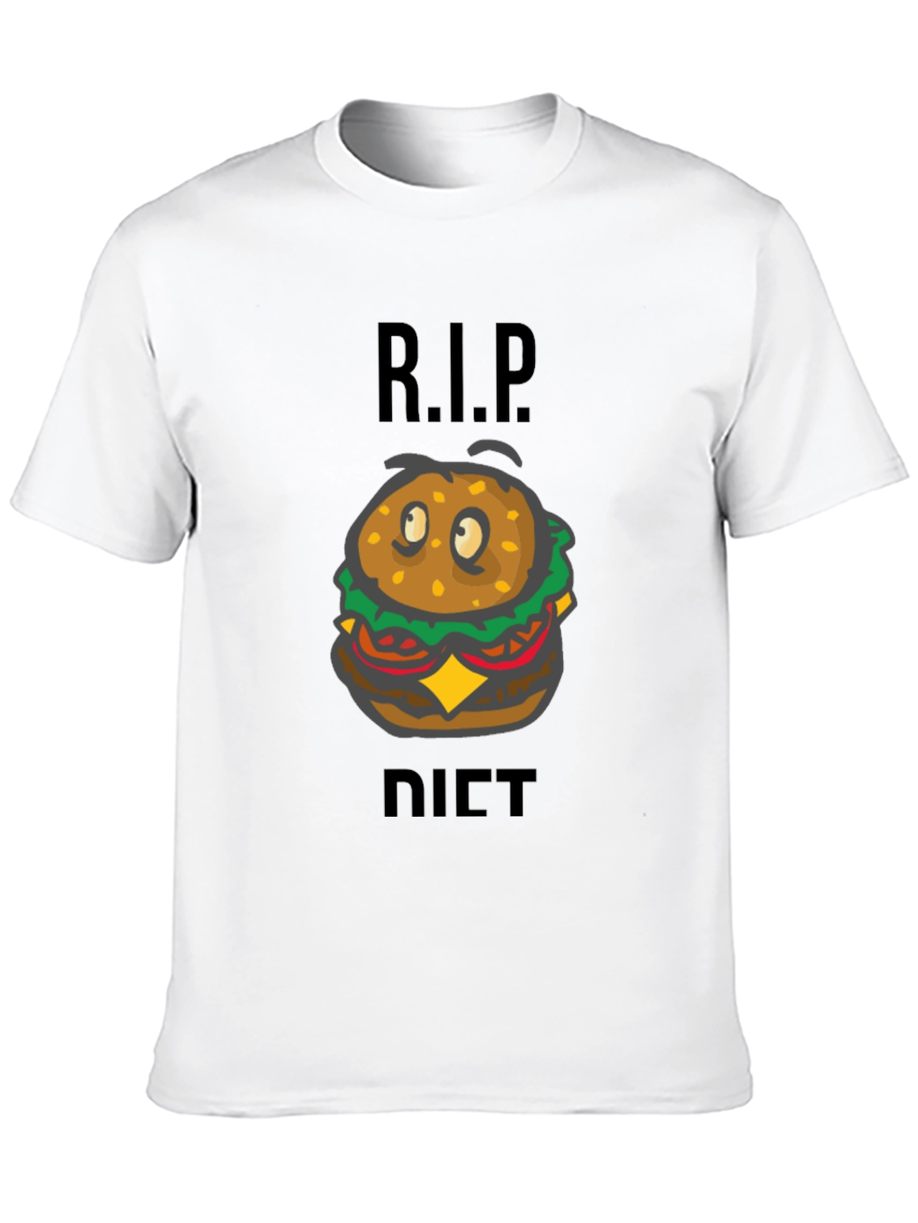 Black R.I.P. Diet Cartoon Burger Graphic Tee - Black view 10