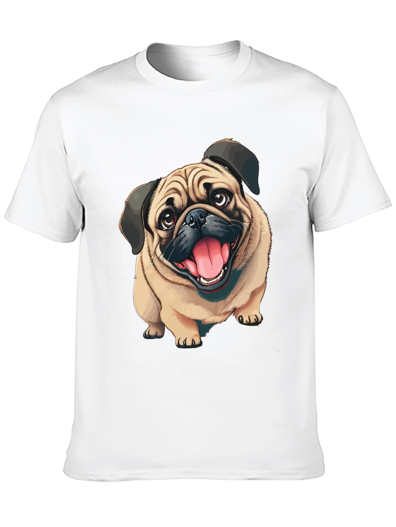 Black Pug Dog Graphic Tee - Men's Black Cotton T-Shirt view 10