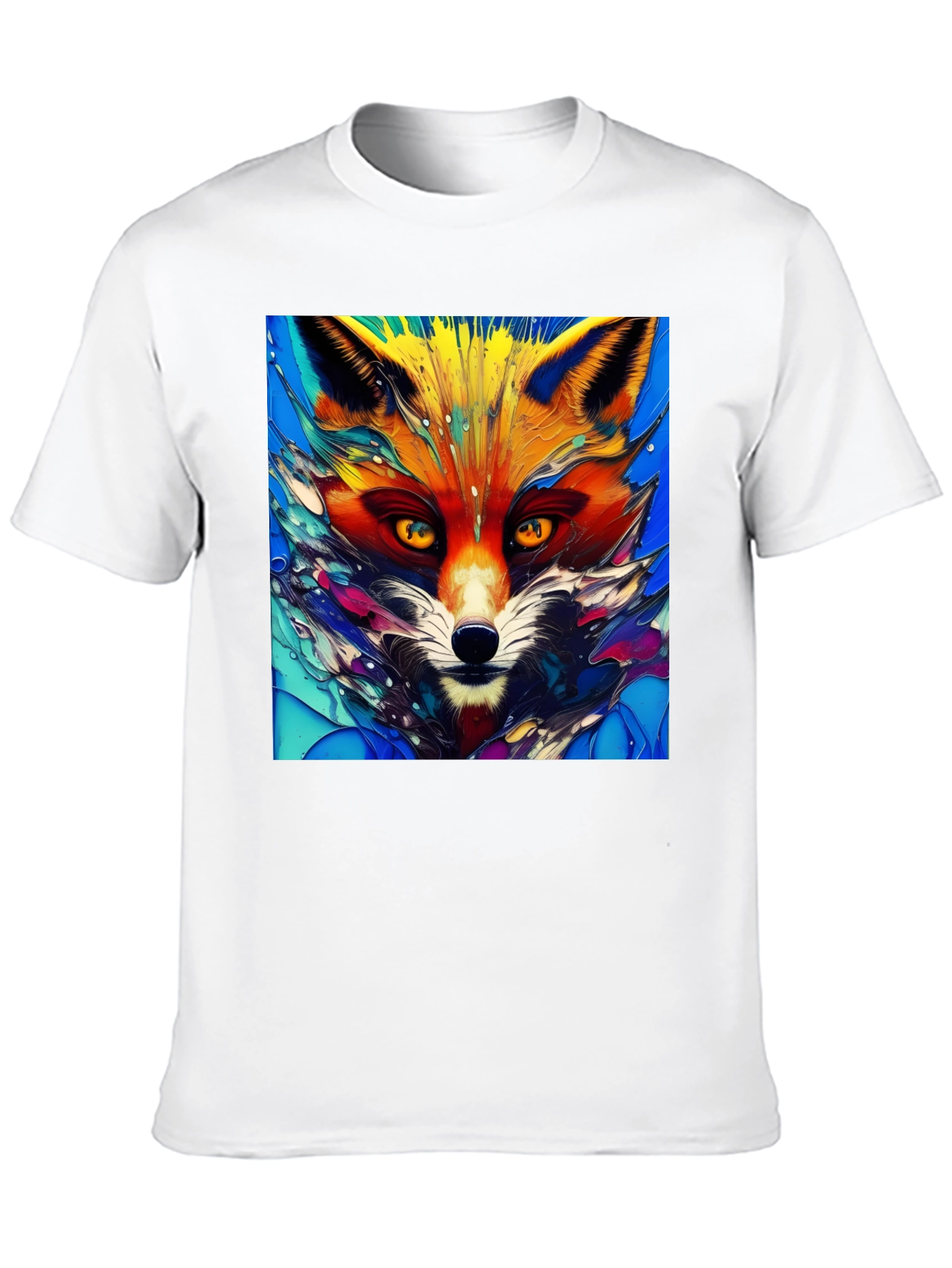 Black Artistic Fox Graphic T-Shirt - Vivid Colors view 10