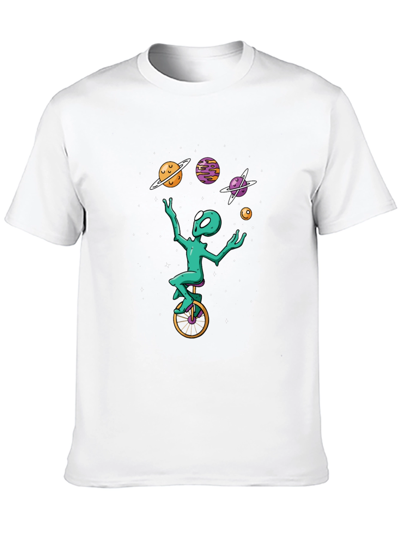Black Alien Unicycle T-Shirt - Space Juggling Tee view 10