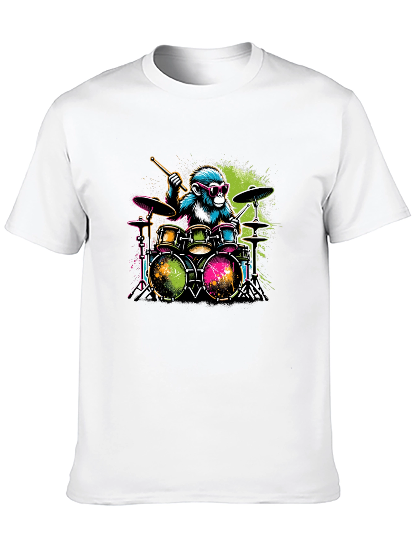 Black Monkey Drummer Graphic T-Shirt - Cool Animal Band Tee view 10