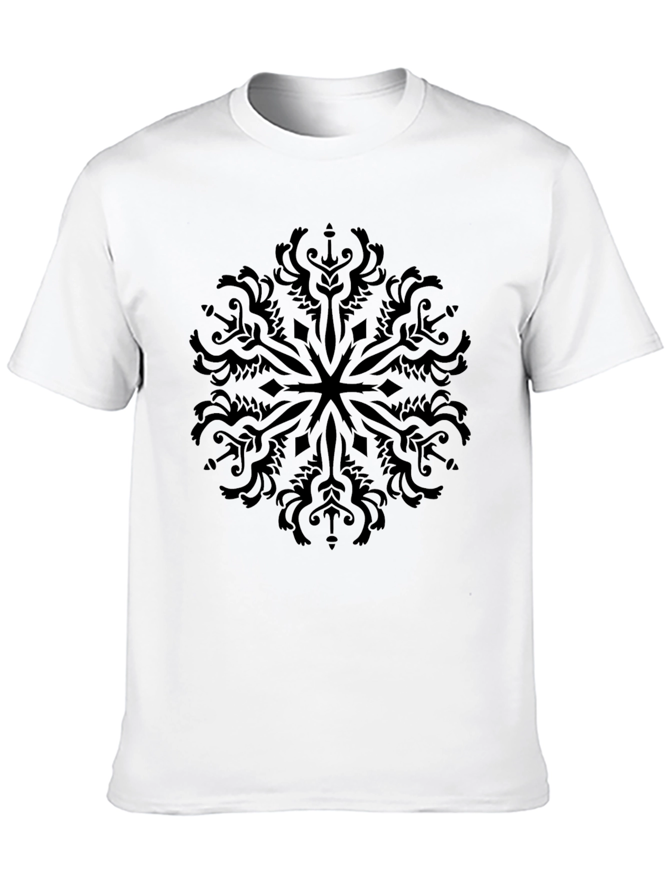 Black Black Geometric Mandala Graphic Tee - Modern Casual Comfort view 10