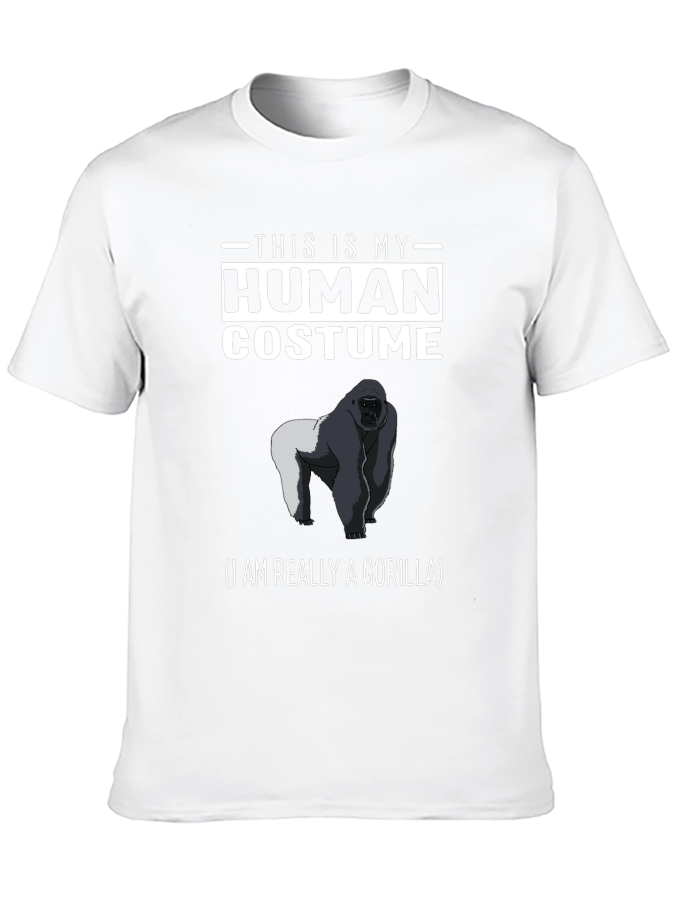 Black Human Costume Gorilla T-Shirt - Funny Animal Tee view 10