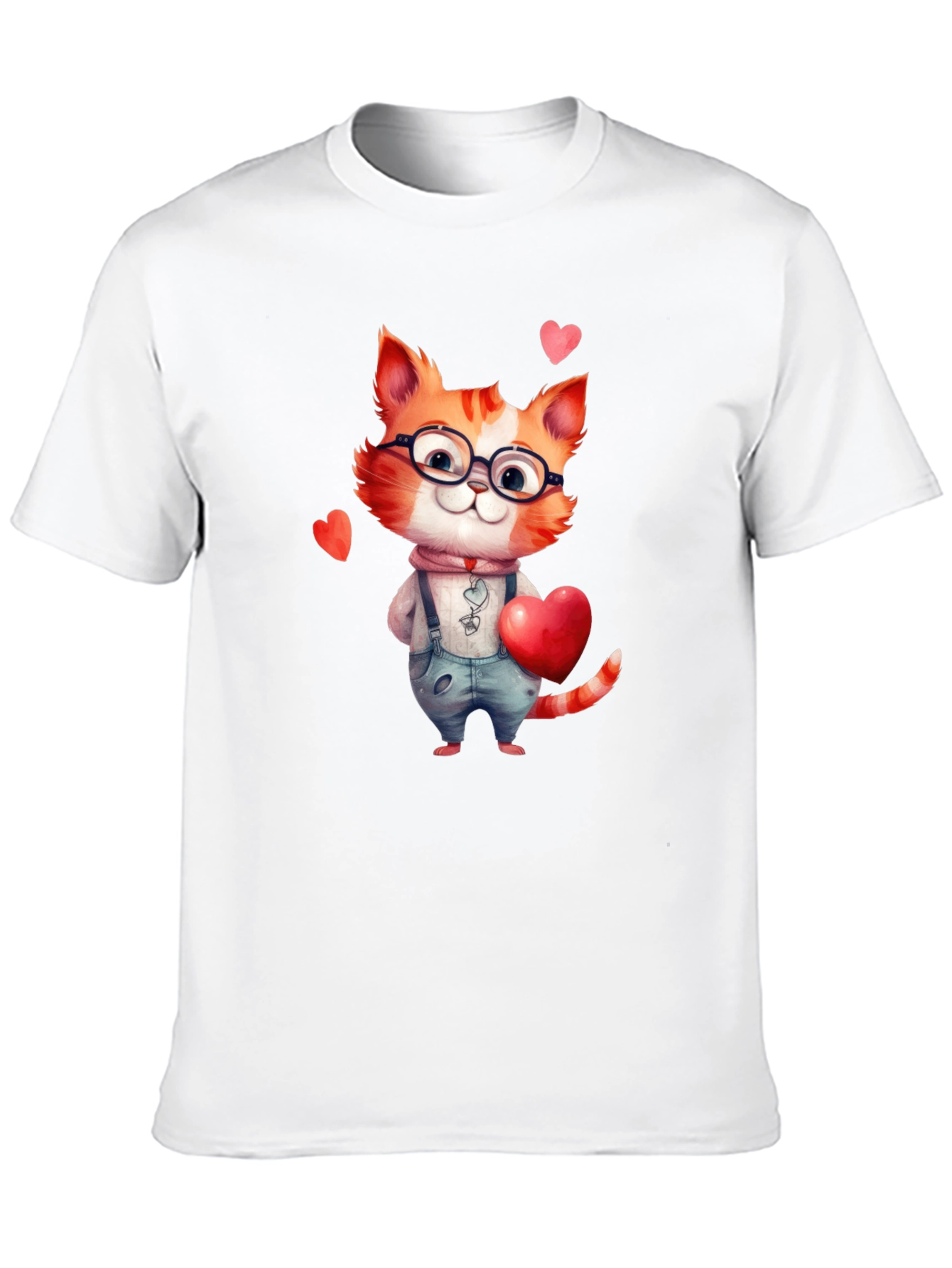 Black Cute Valentine Cat Graphic T-Shirt view 10