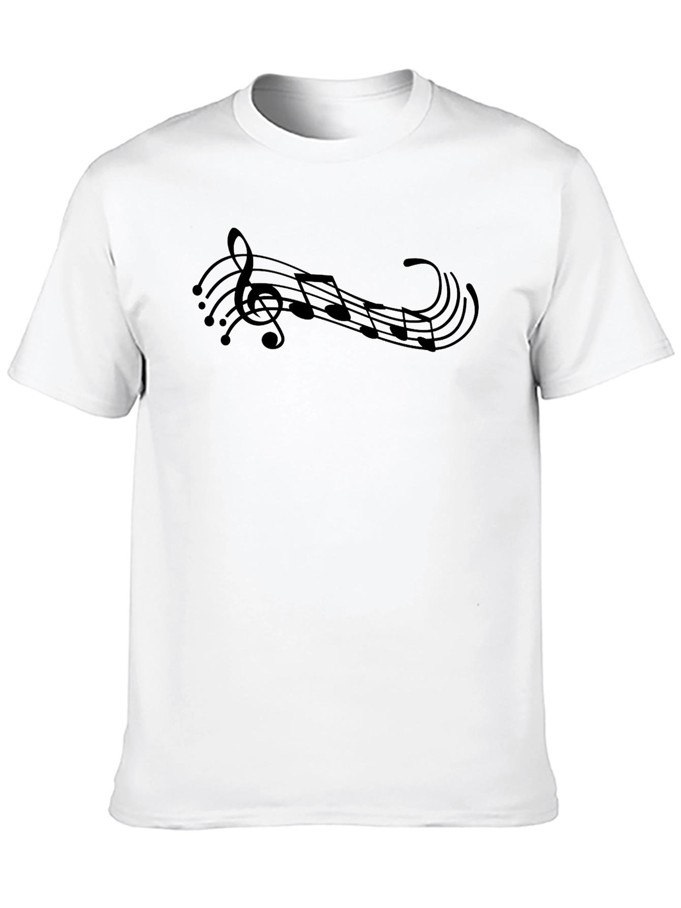 Black Musical Notes Graphic Tee - Black Cotton T-Shirt view 10