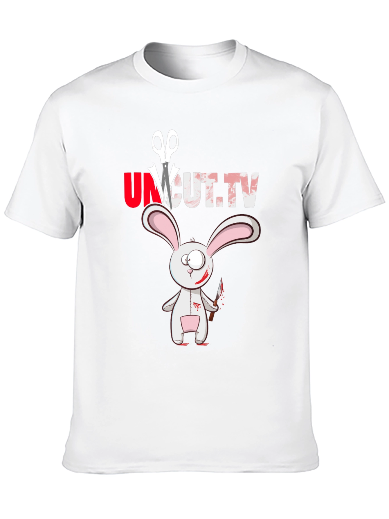 Black Uncut.tv Scary Rabbit T-Shirt view 10